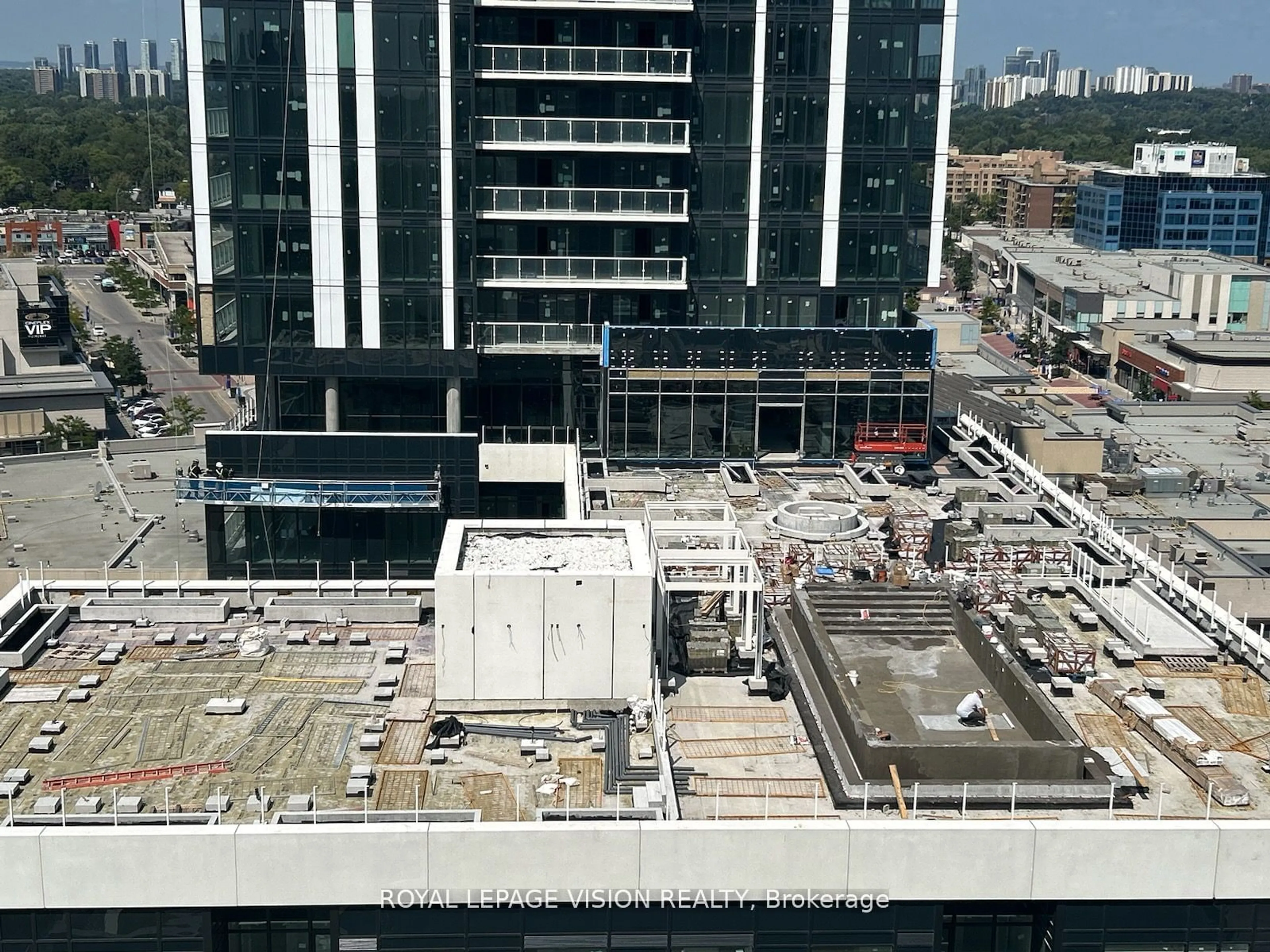 A pic from outside/outdoor area/front of a property/back of a property/a pic from drone, city buildings view from balcony for 50 O'Neill Rd #515, Toronto Ontario M3C 0R2