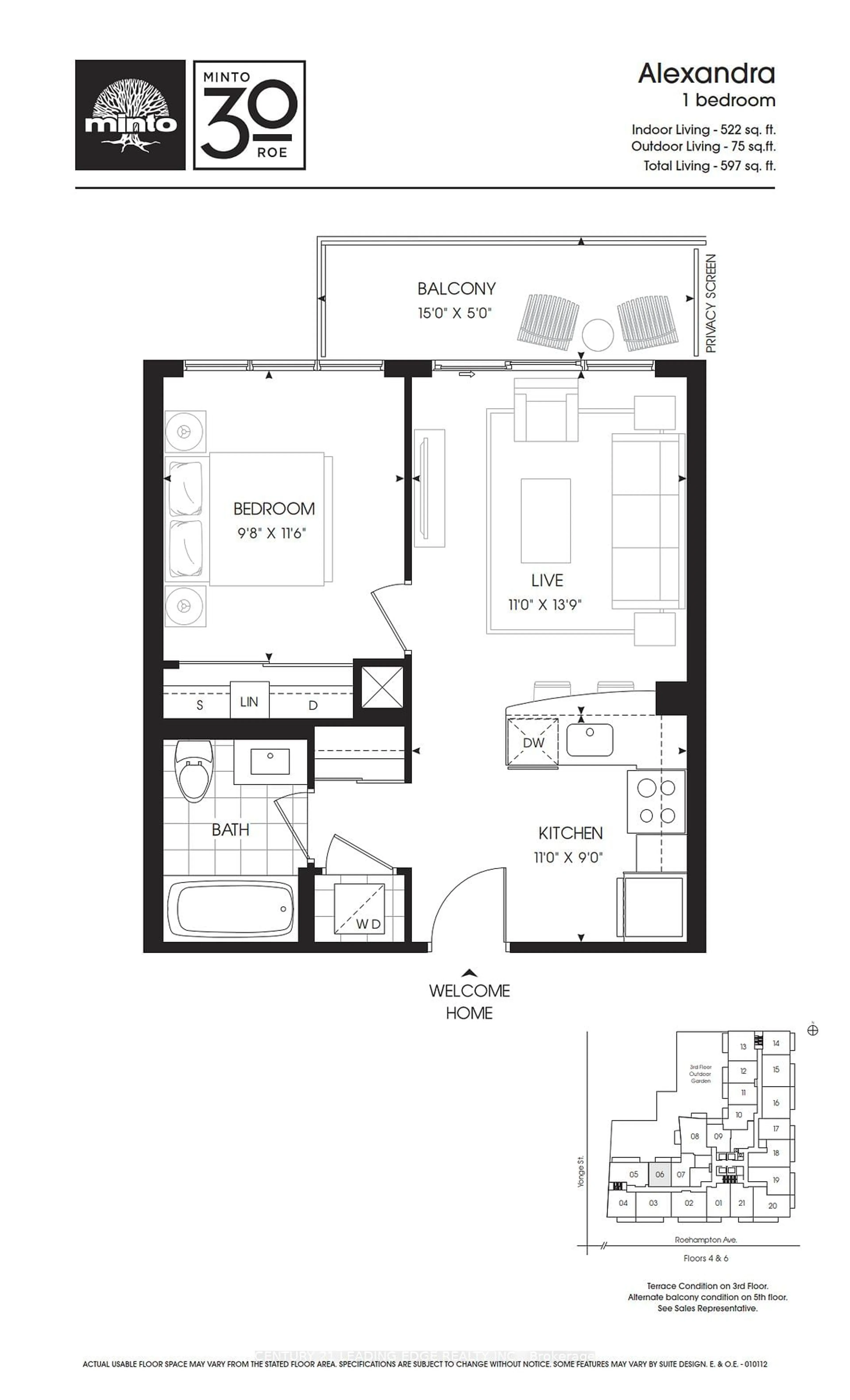 Floor plan for 30 Roehampton Ave #506, Toronto Ontario M4P 0B9