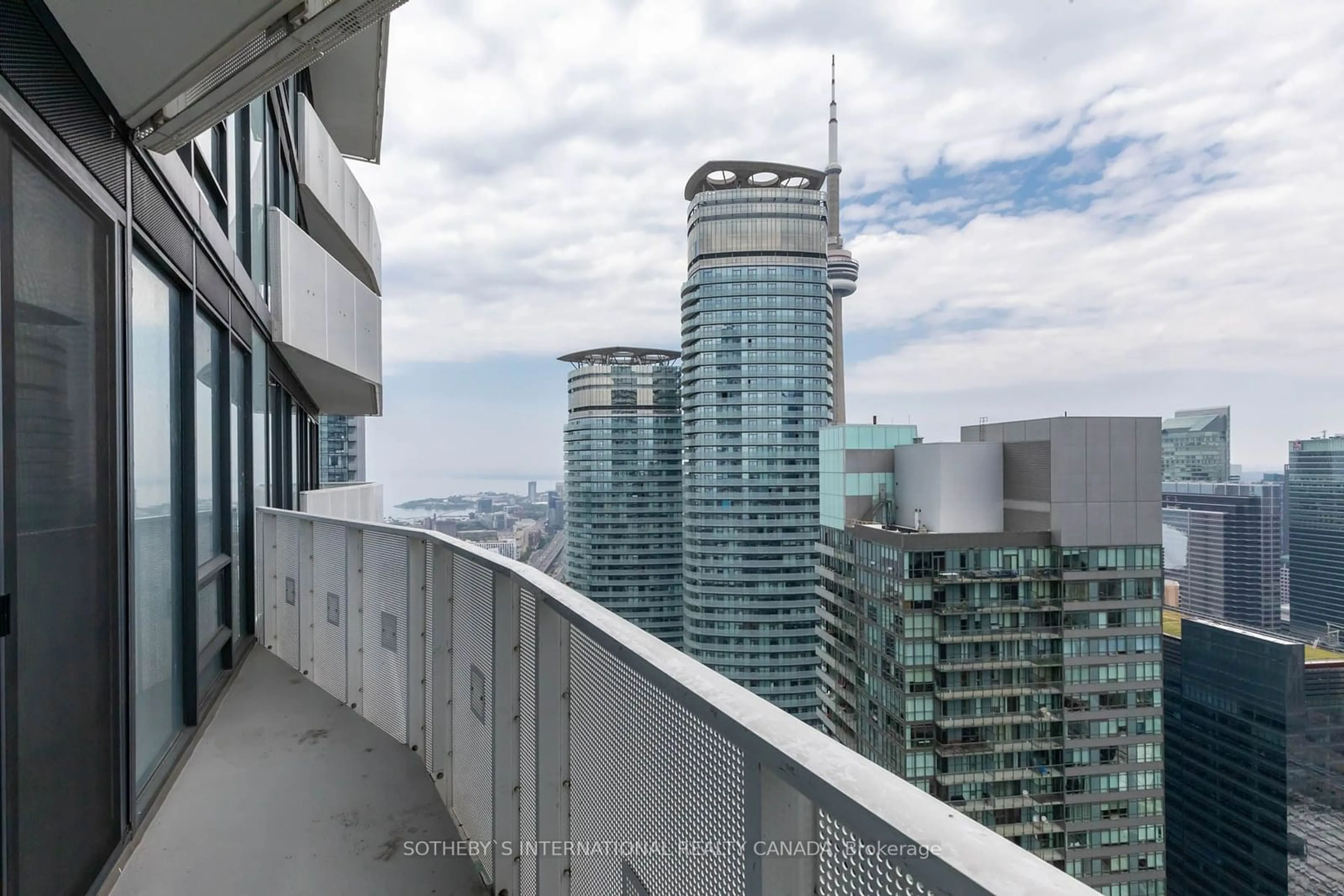 Balcony in the apartment, city buildings view from balcony for 100 Harbour St #5110, Toronto Ontario M5J 0B5