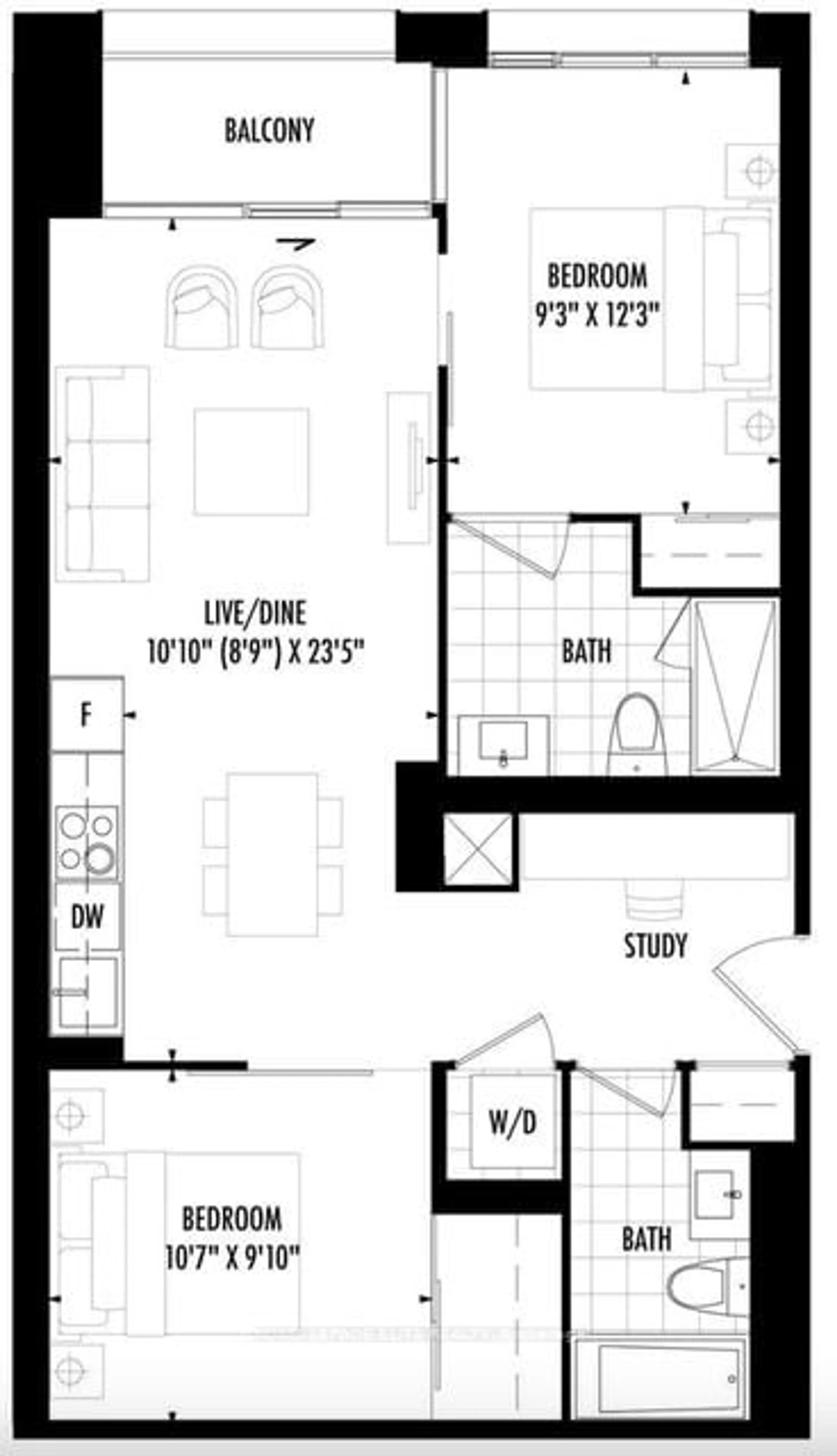 Floor plan for 158 Front St #810, Toronto Ontario M5A 0K9