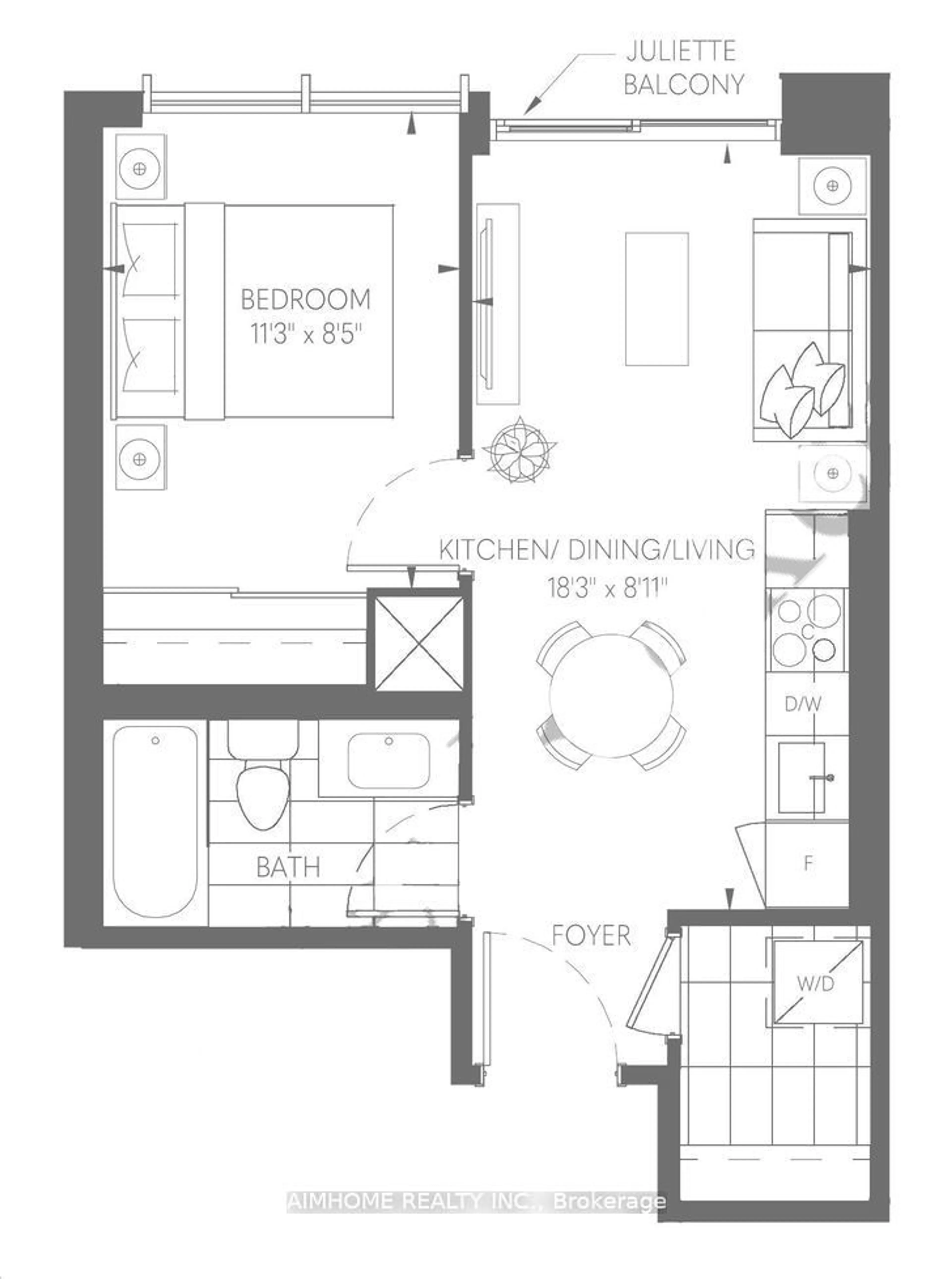 Floor plan for 769 Yonge St #1105, Toronto Ontario M4W 2G4