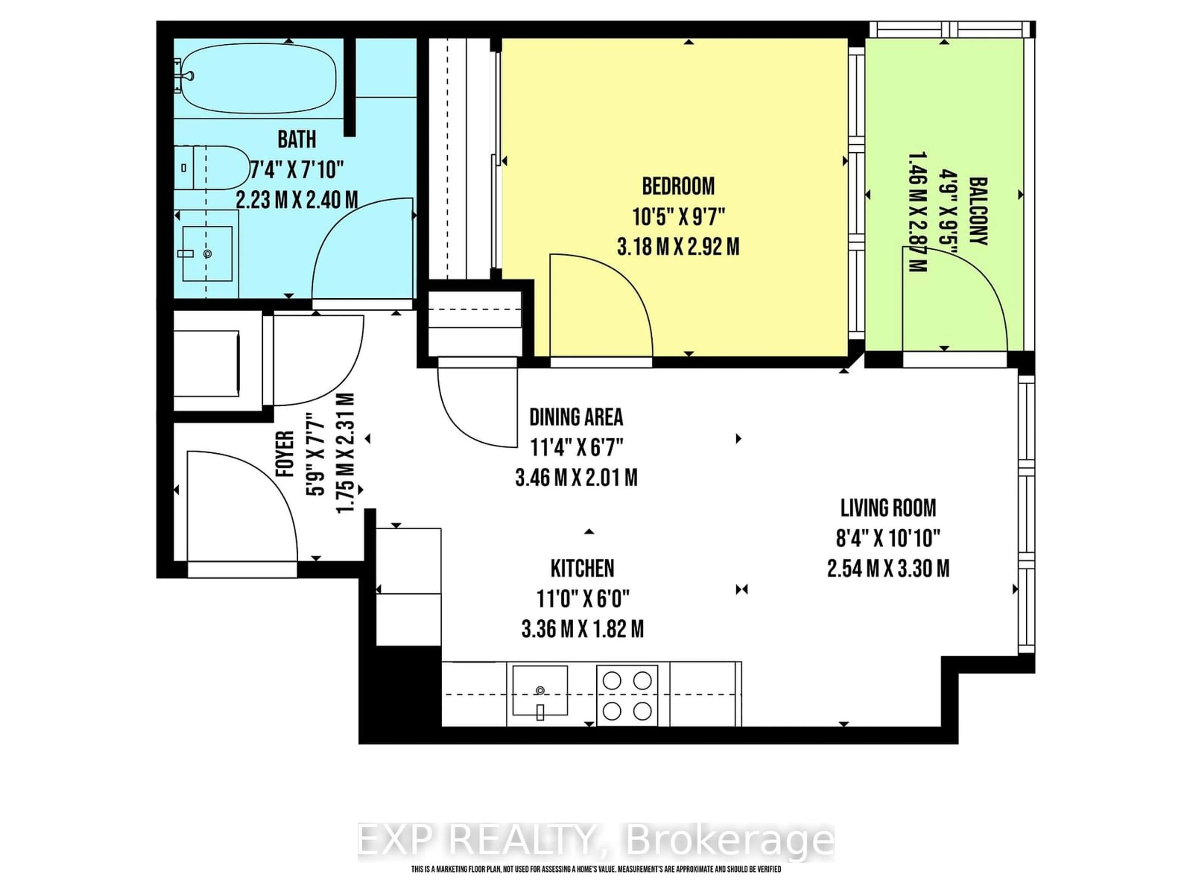 Floor plan for 19 Bathurst St #1115, Toronto Ontario M5V 0N2