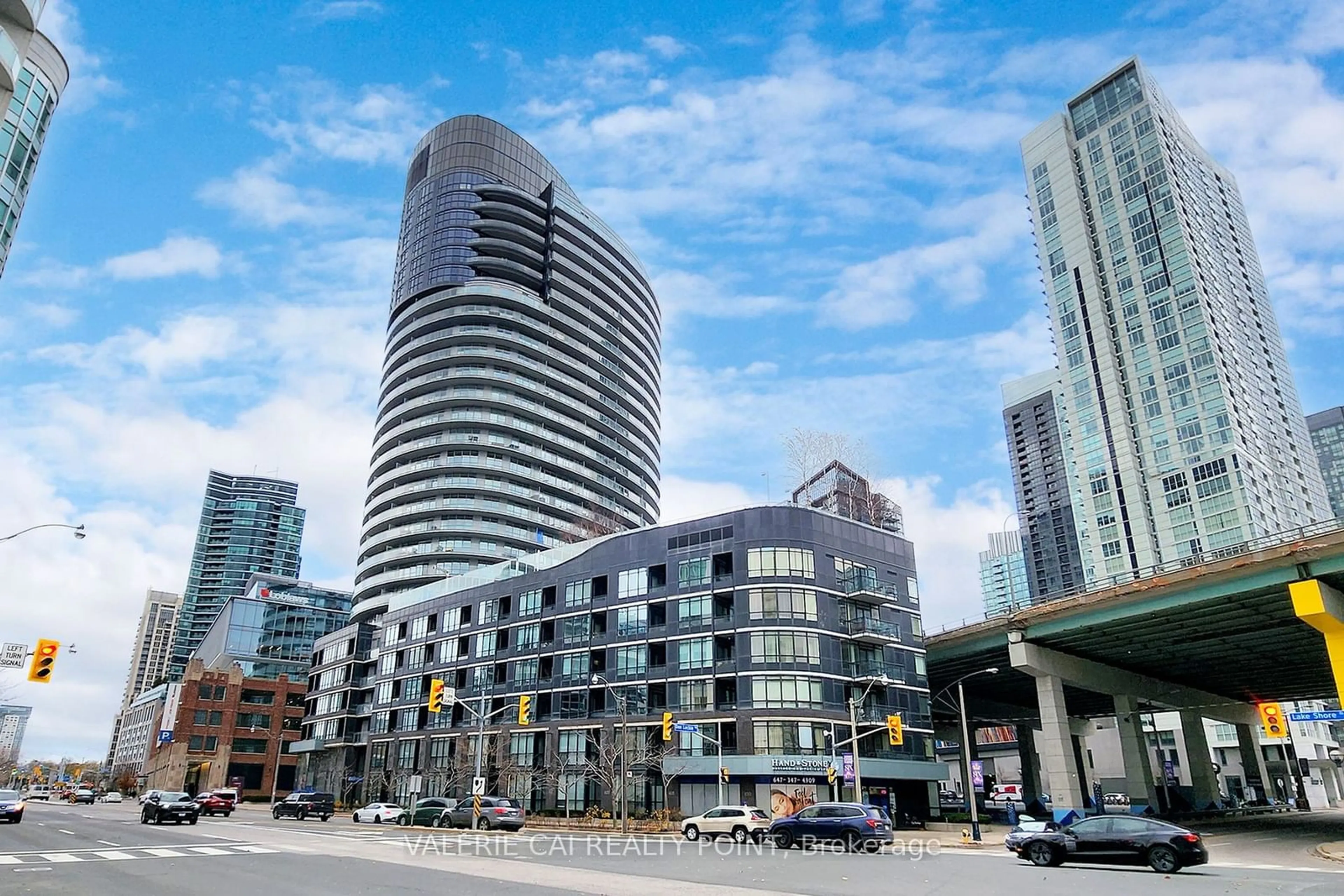 Patio, city buildings view from balcony for 38 Dan Leckie Way #1612, Toronto Ontario M5V 2V6