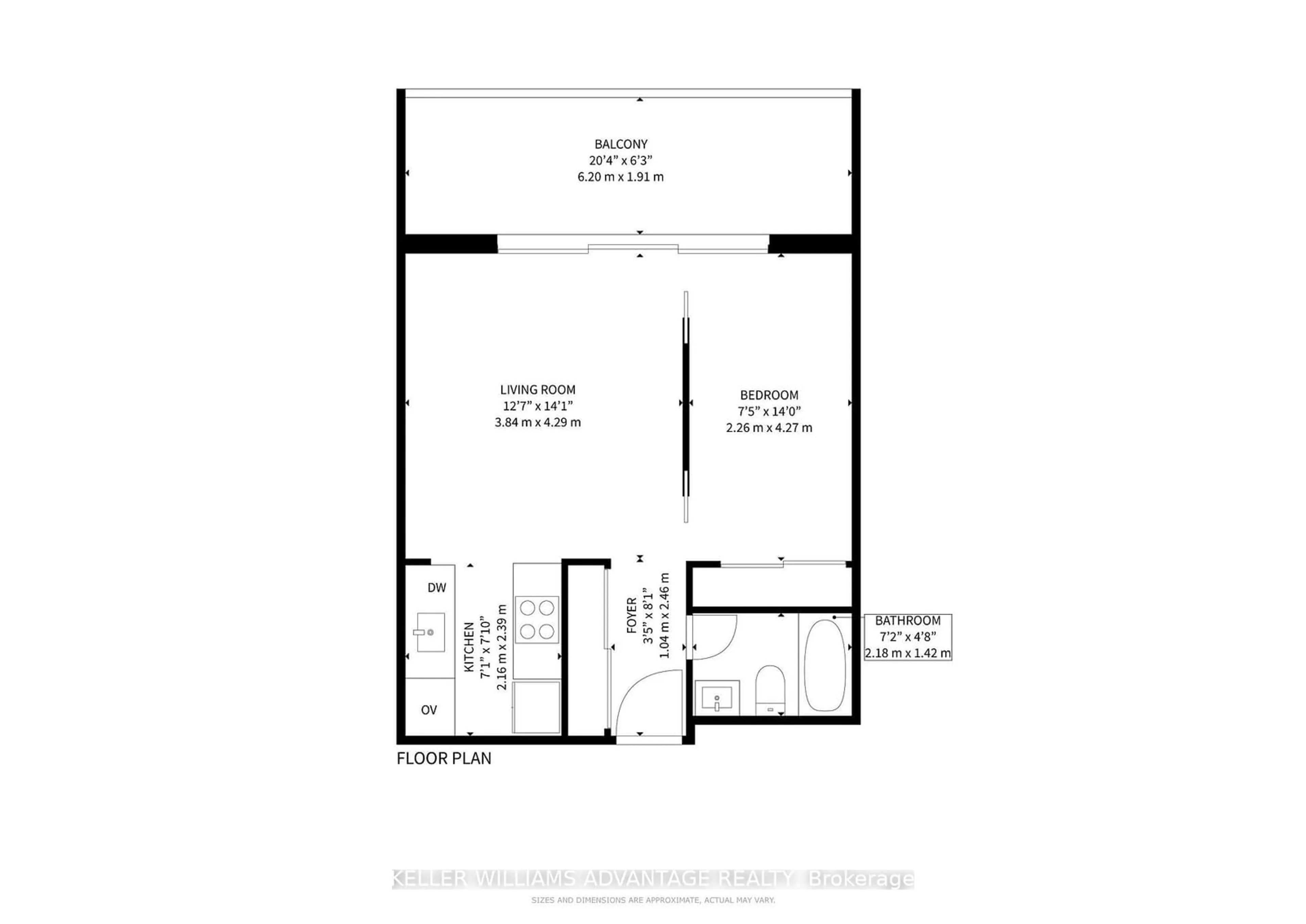 Floor plan for 40 Homewood Ave #1608, Toronto Ontario M4Y 2K2