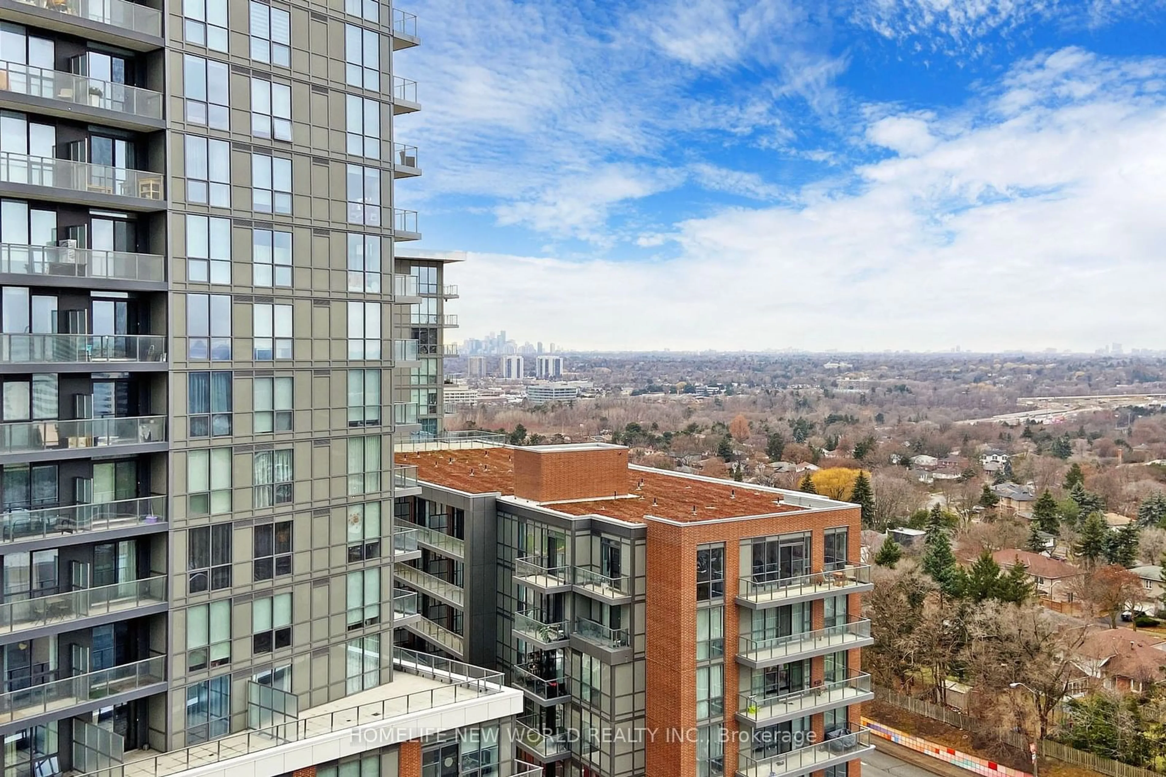 A pic from outside/outdoor area/front of a property/back of a property/a pic from drone, city buildings view from balcony for 50 Forest Manor Rd #1211, Toronto Ontario M2J 0E3