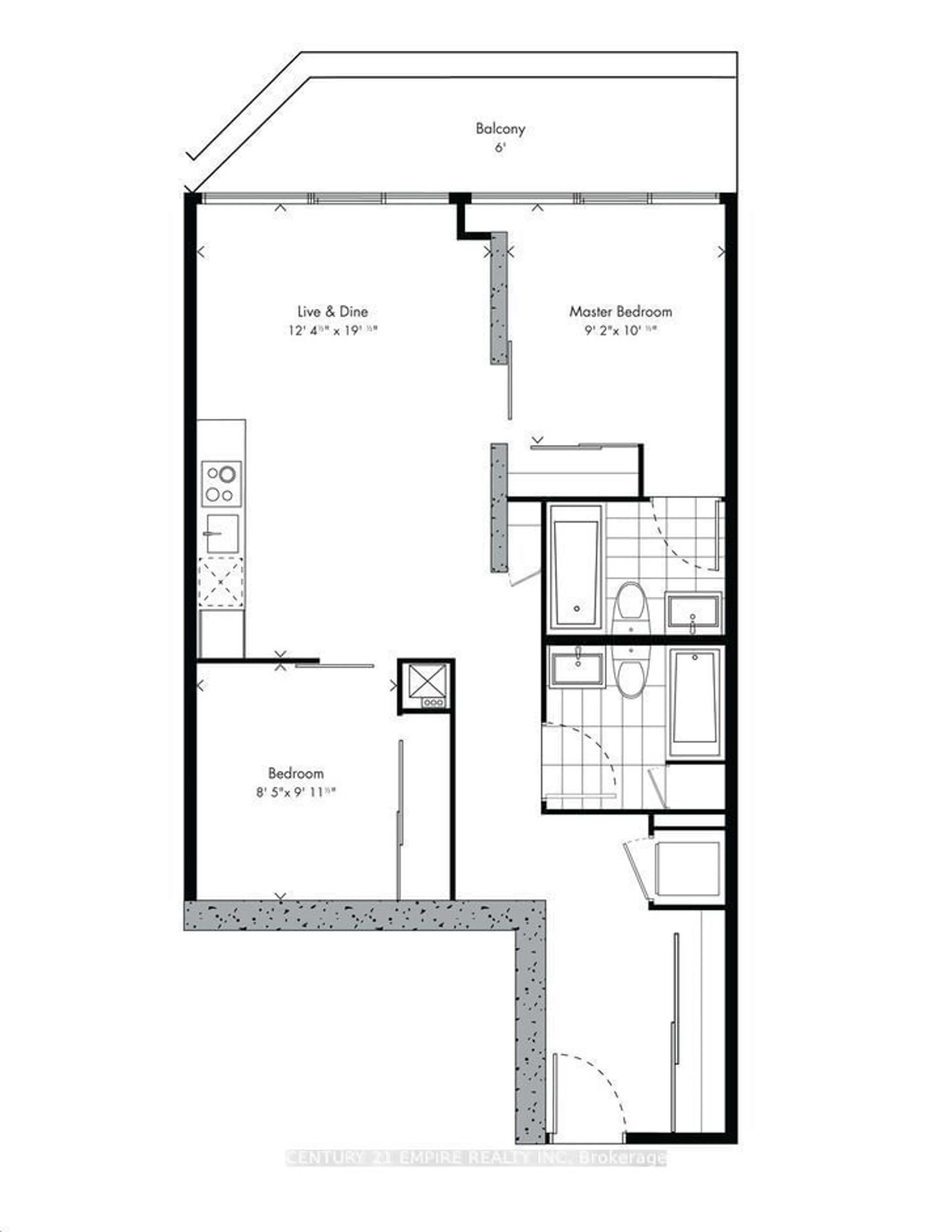 Floor plan for 195 McCaul St #1401, Toronto Ontario M5T 1W6