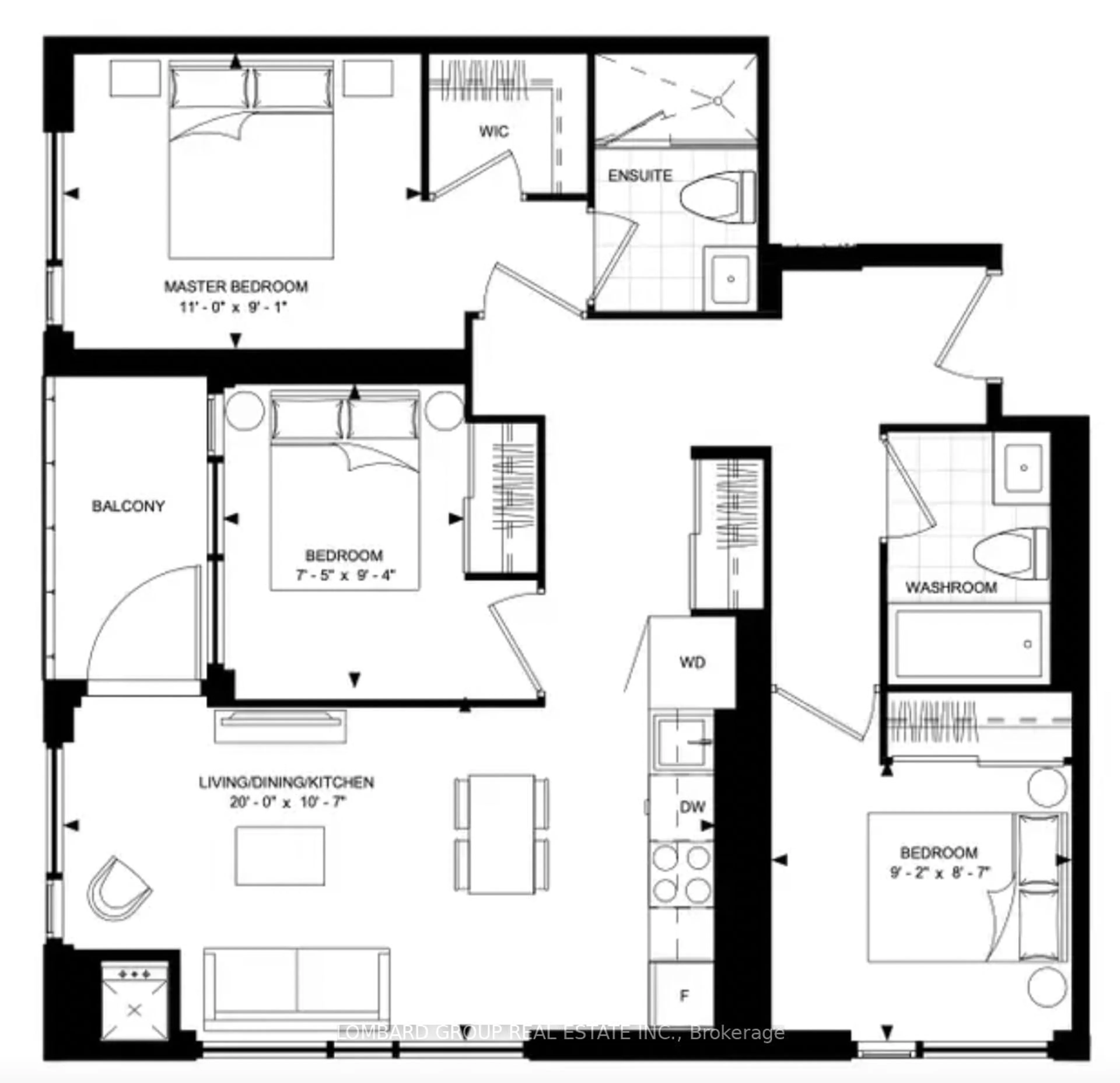 Floor plan for 28 Widmer St #3129, Toronto Ontario M5V 2E7