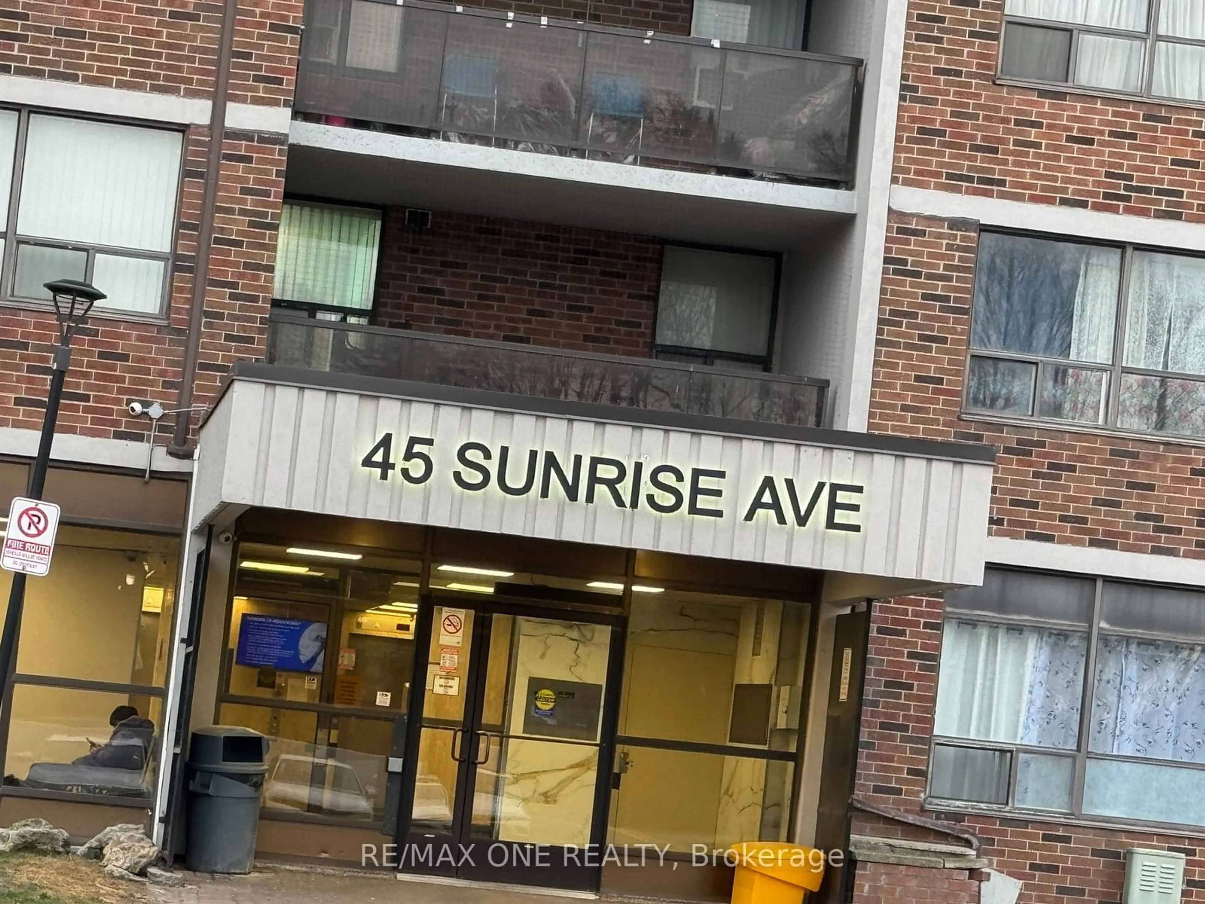 A pic from outside/outdoor area/front of a property/back of a property/a pic from drone, street for 45 Sunrise Ave #1210, Toronto Ontario M4A 2S3