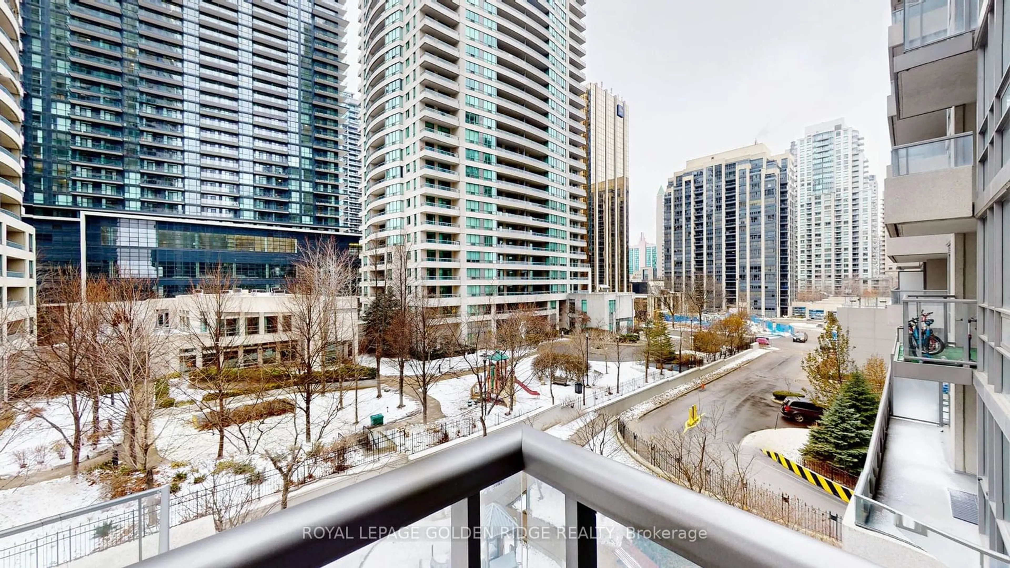 Balcony in the apartment, city buildings view from balcony for 35 Hollywood Ave #509, Toronto Ontario M2N 0A9