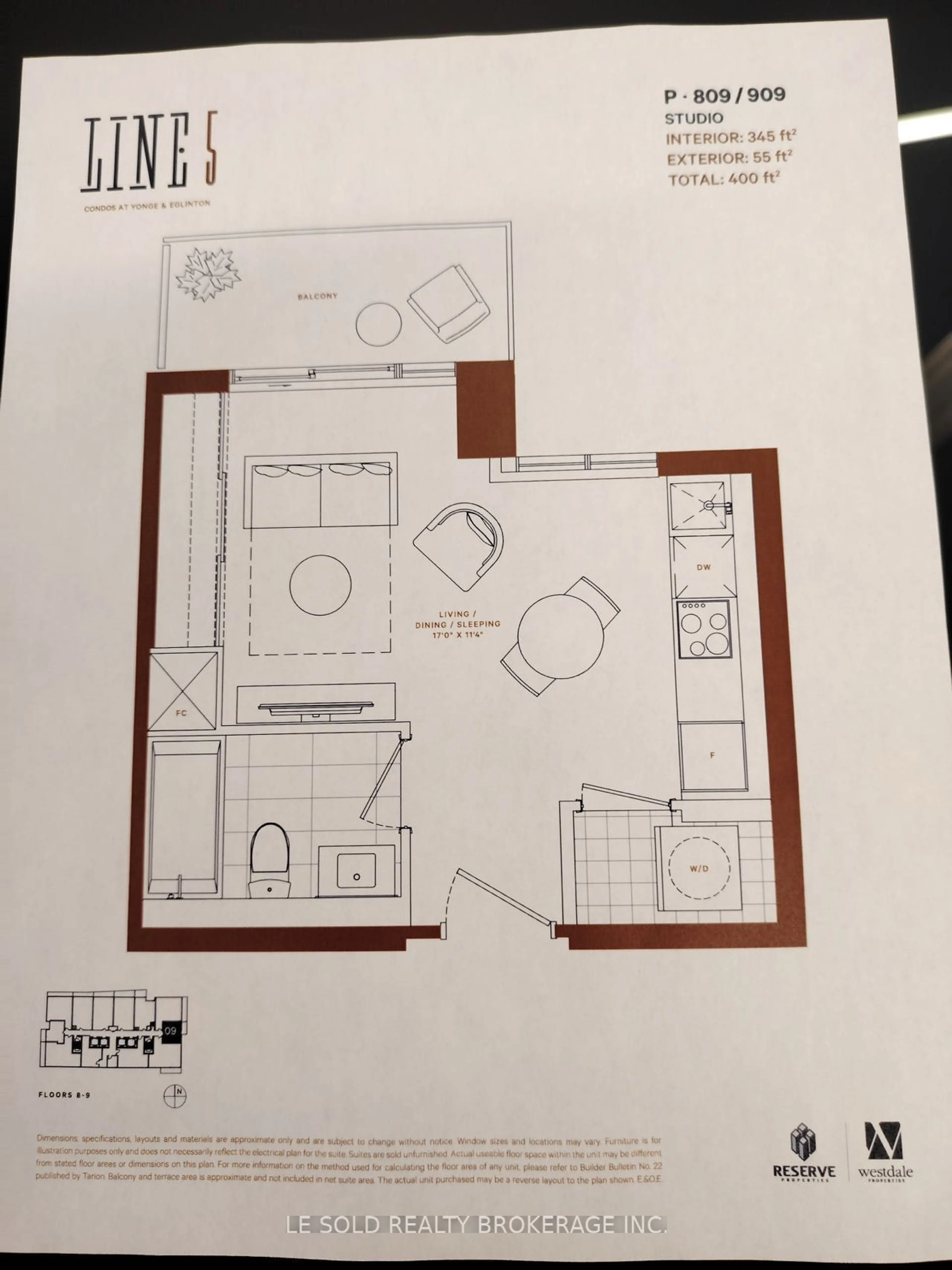 Floor plan for 127 Broadway Ave #809, Toronto Ontario M4P 1V4