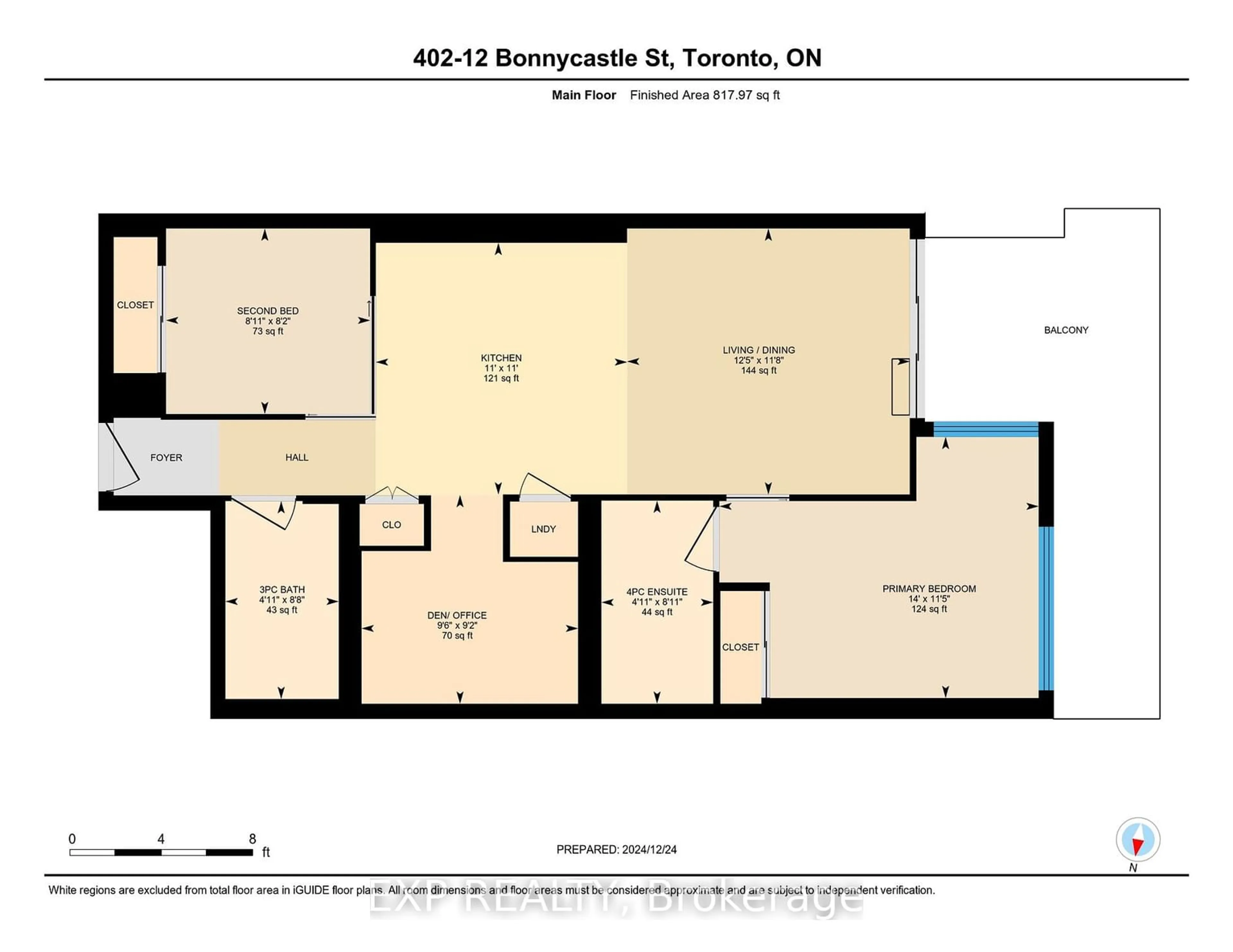 Floor plan for 12 Bonnycastle St #402, Toronto Ontario M5A 0C8