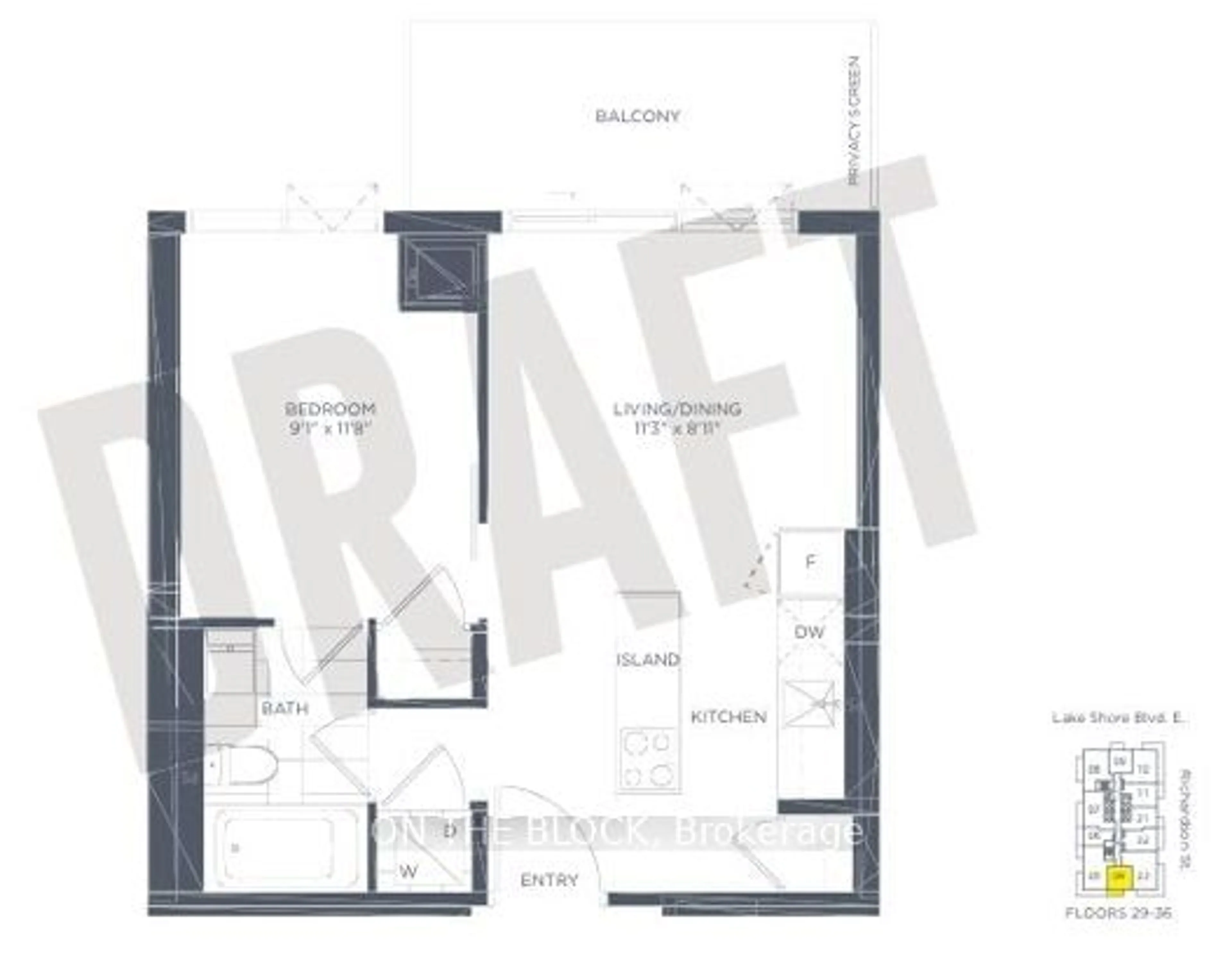 Floor plan for 20 Richardson St #3204, Toronto Ontario M5A 0S6