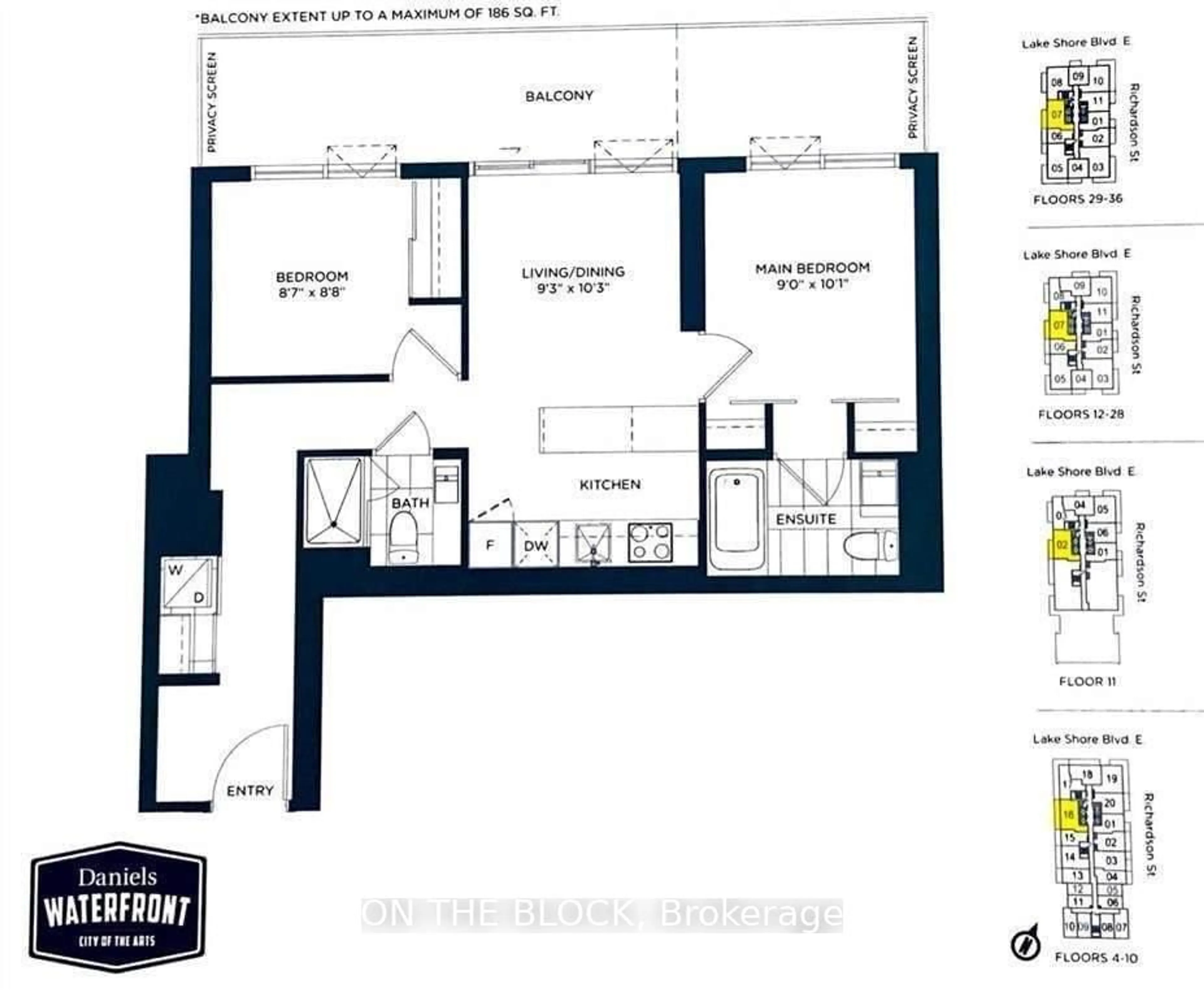 Floor plan for 20 Richardson St #3307, Toronto Ontario M5A 0S6