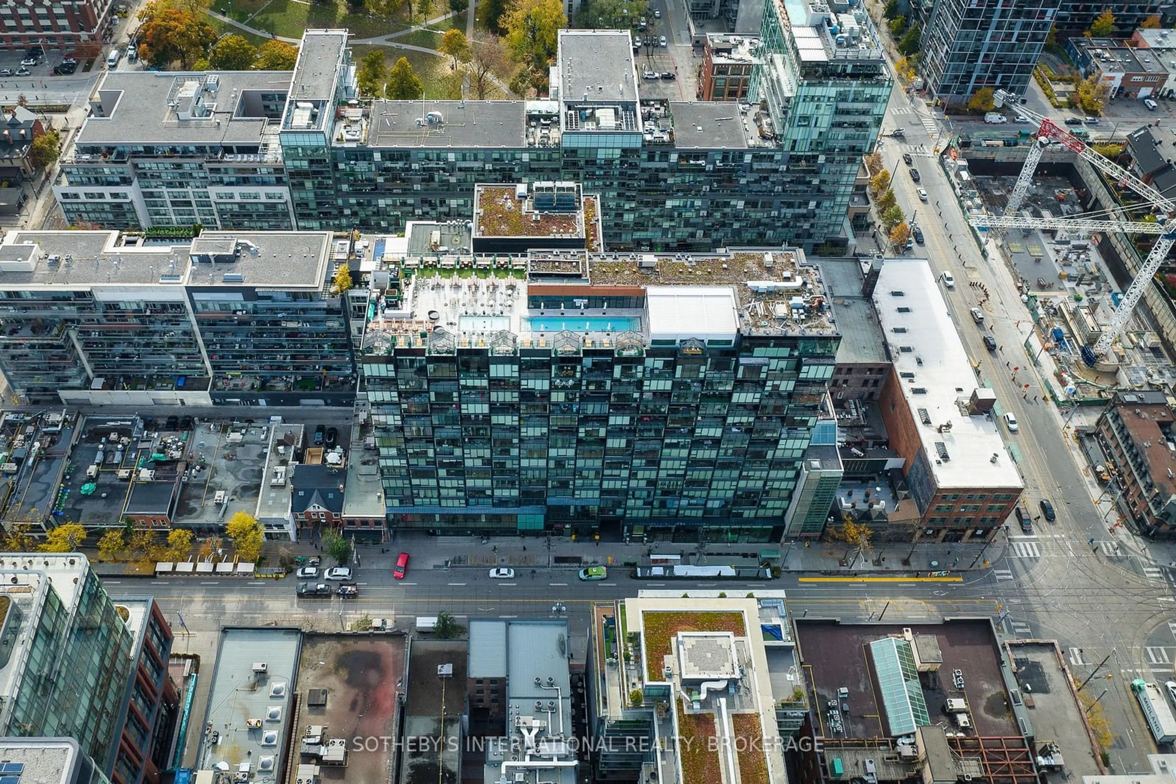 A pic from outside/outdoor area/front of a property/back of a property/a pic from drone, city buildings view from balcony for 629 King St #212, Toronto Ontario M5V 0G9