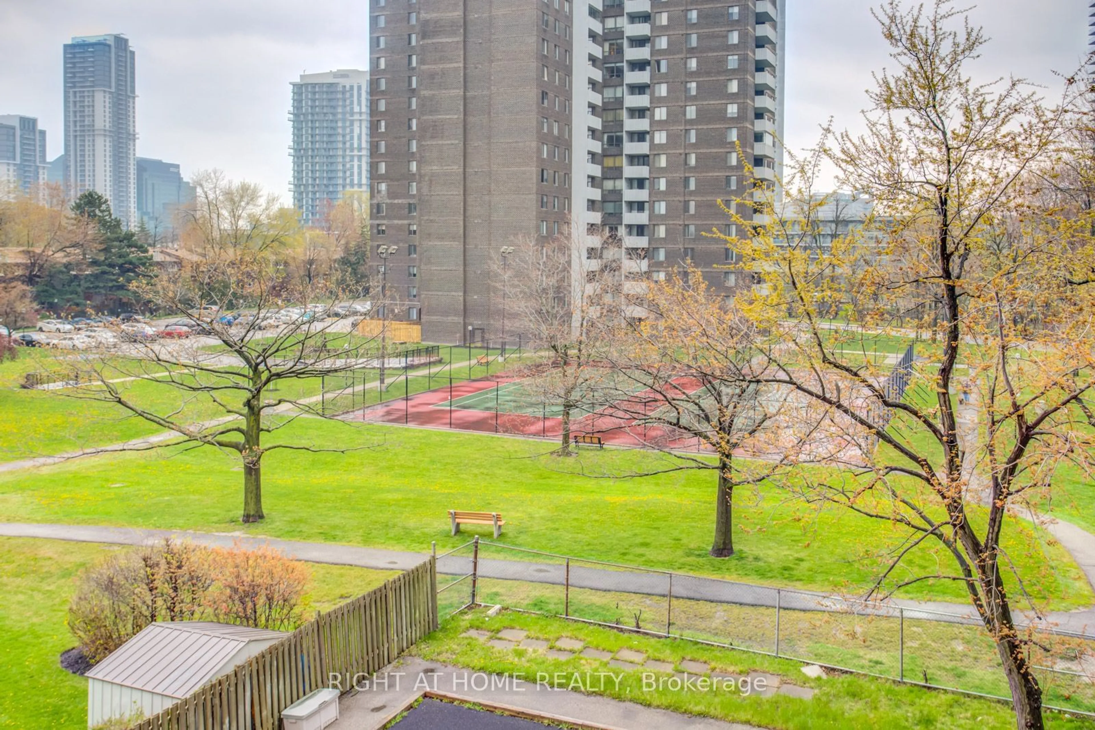 Patio, city buildings view from balcony for 5 Old Sheppard Ave #403, Toronto Ontario M2J 4K3