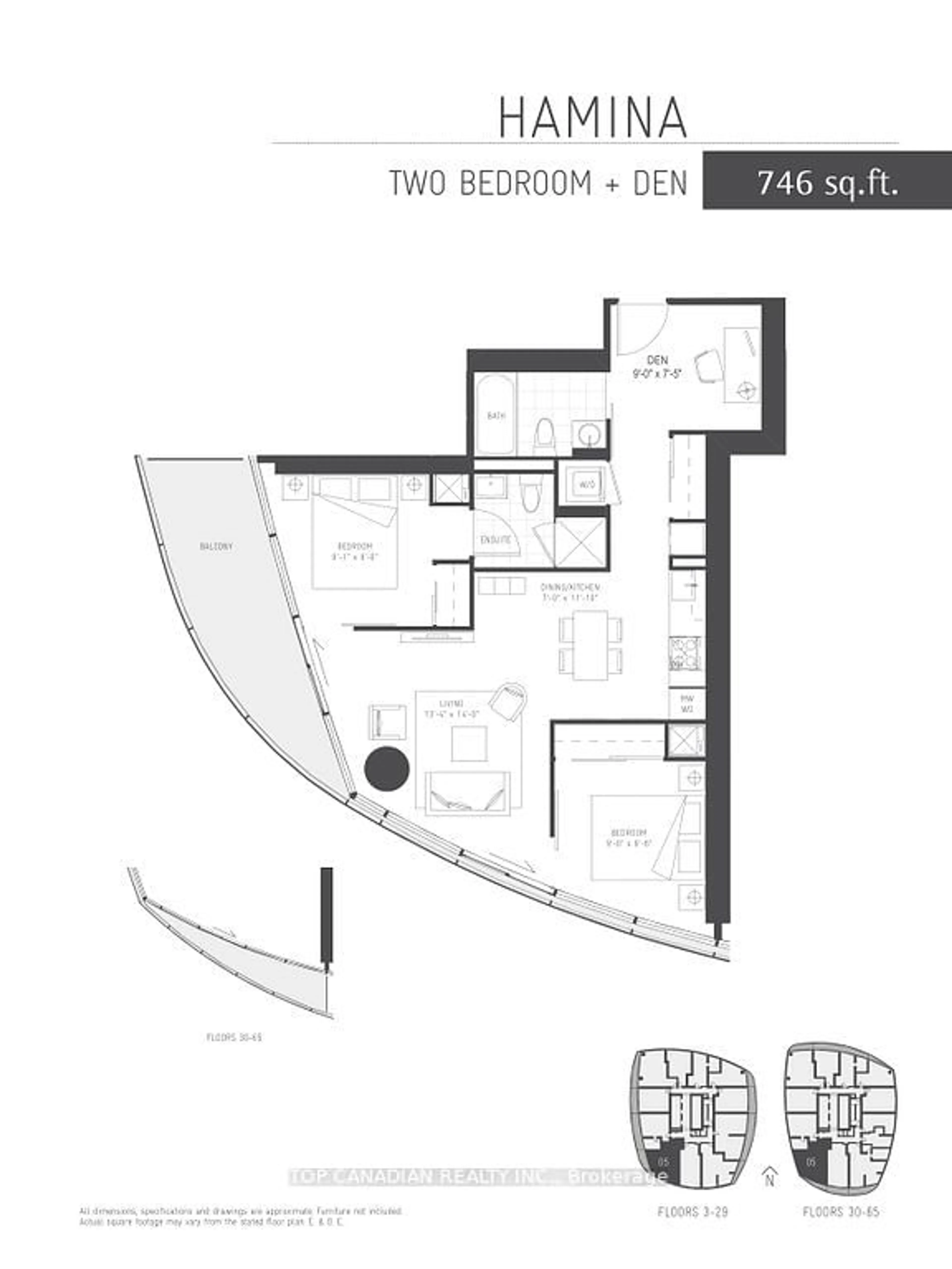 Floor plan for 14 York St #5705, Toronto Ontario M5J 0B1