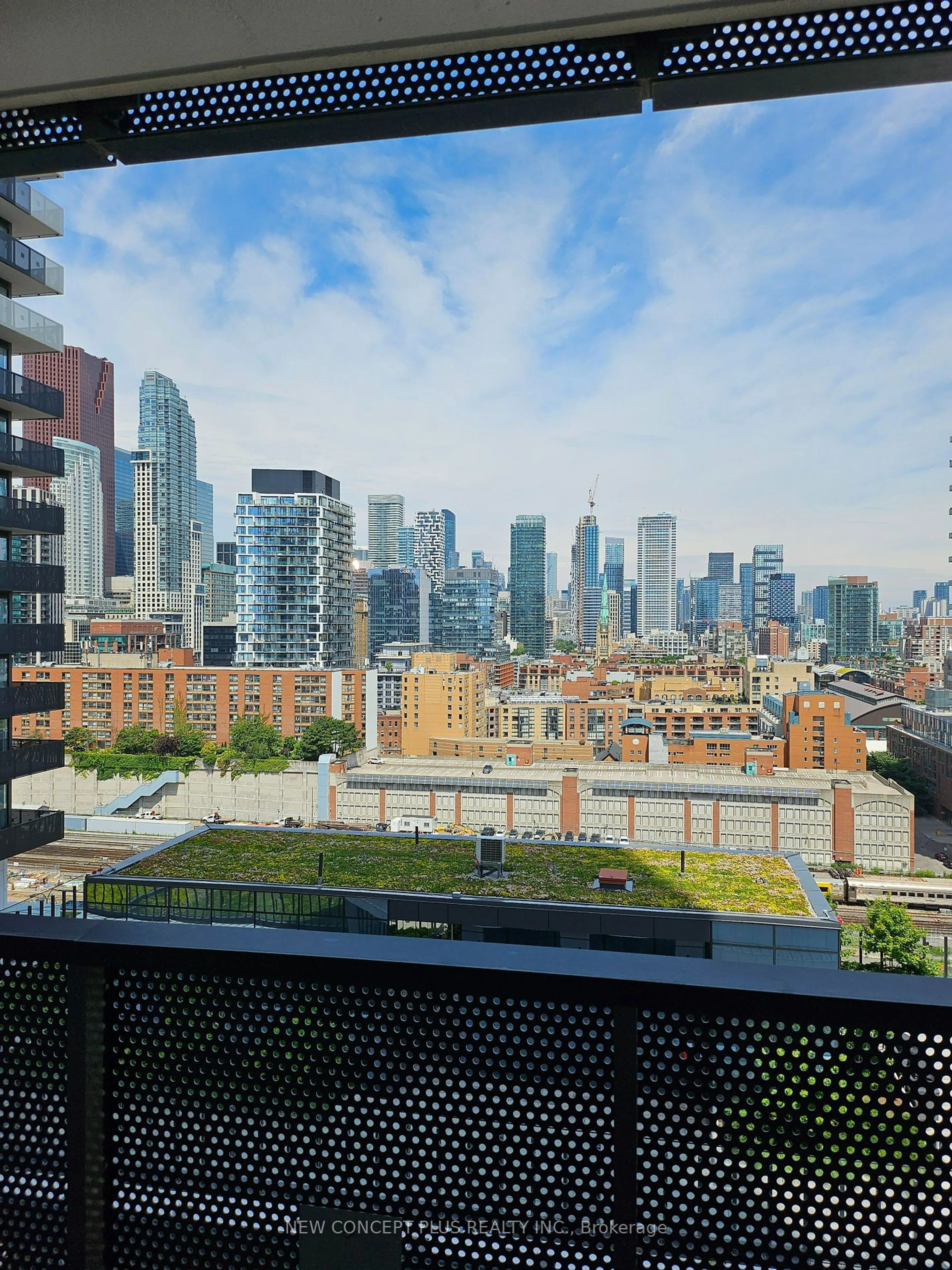 Balcony in the apartment, city buildings view from balcony for 138 Downes St #1802, Toronto Ontario M5K 0E4