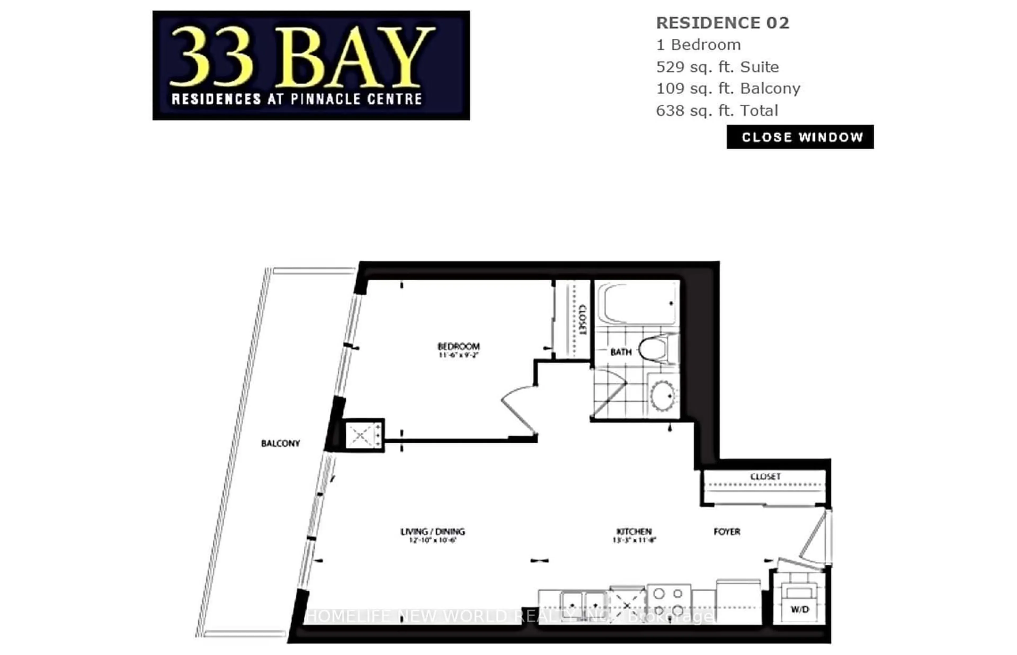 Floor plan for 33 Bay St #3402, Toronto Ontario M5J 2Z3