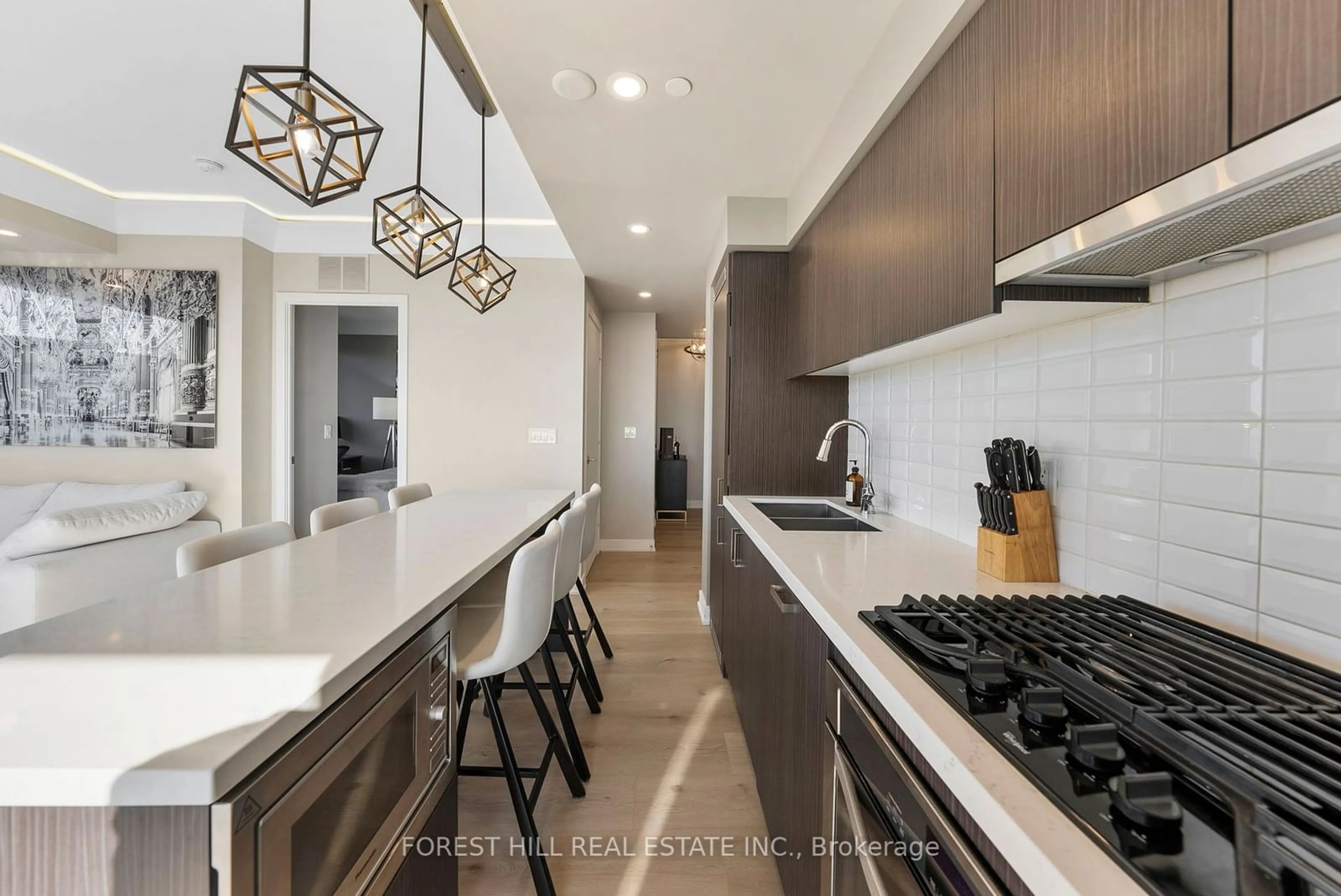 Contemporary kitchen, ceramic/tile floor for 501 St Clair Ave #1907, Toronto Ontario M5P 0A2