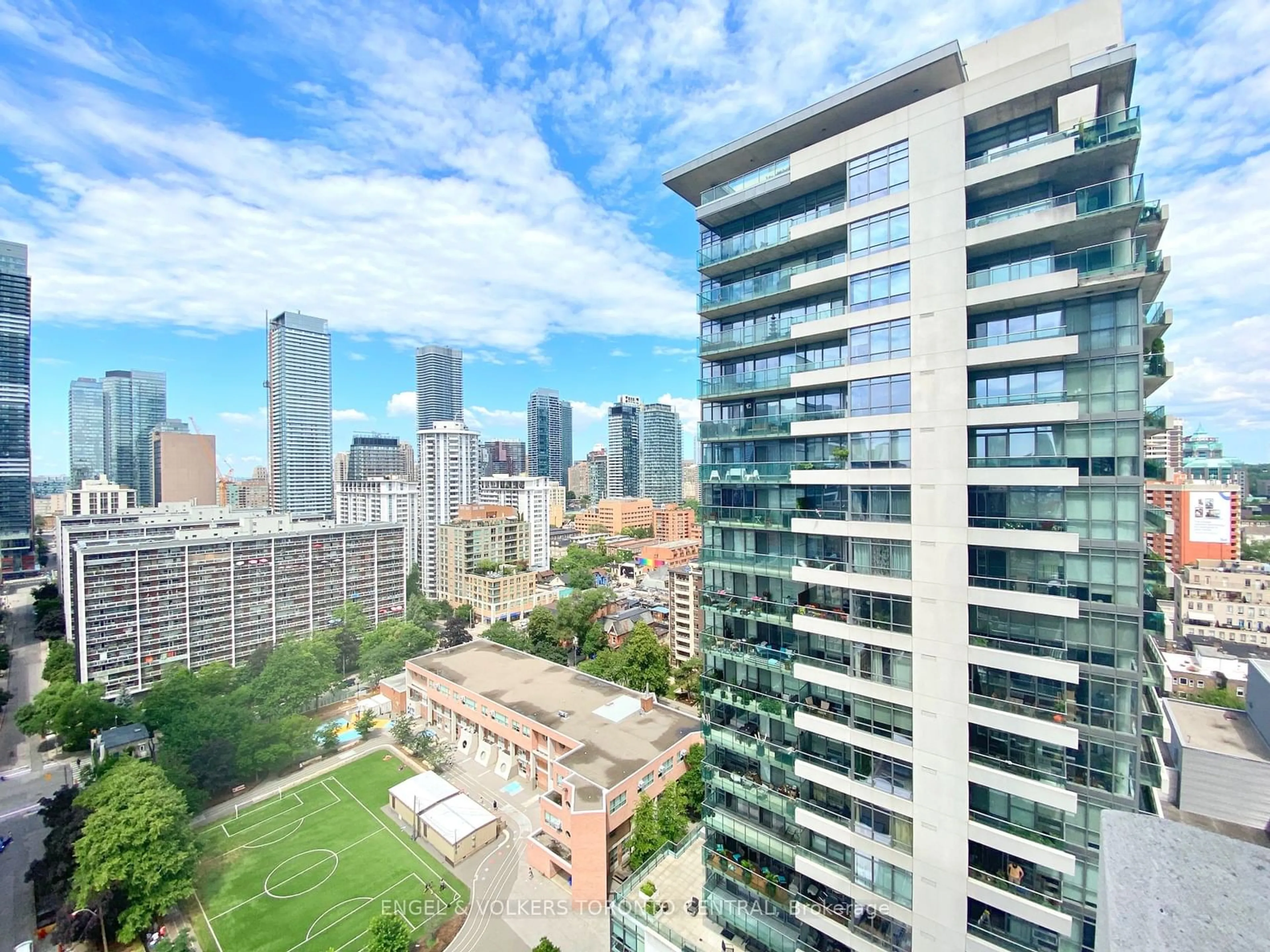 A pic from outside/outdoor area/front of a property/back of a property/a pic from drone, city buildings view from balcony for 281 Mutual St #2004, Toronto Ontario M4Y 3C4