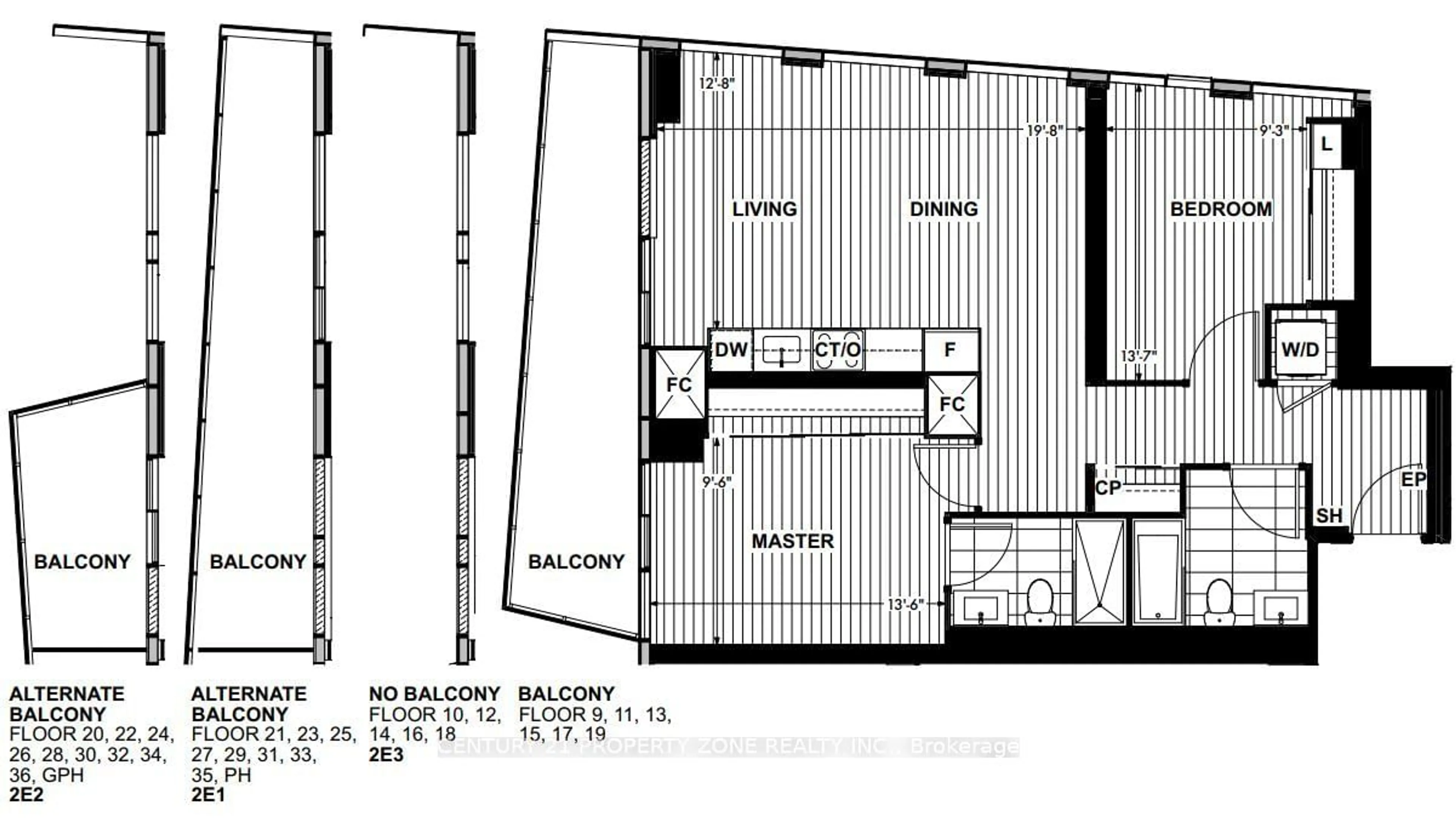 Floor plan for 470 Front St #1412, Toronto Ontario M5V 0V6