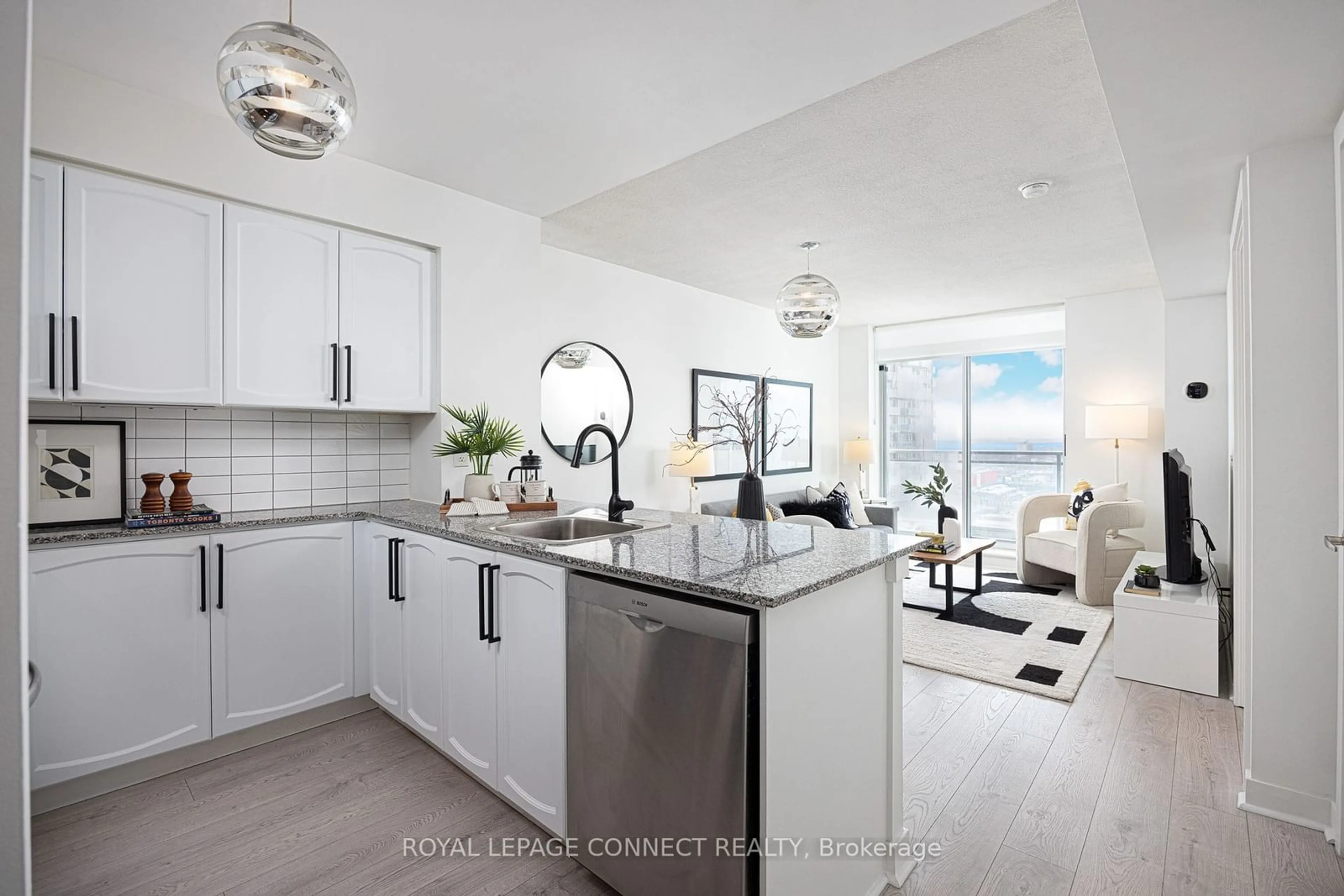 Open concept kitchen, ceramic/tile floor for 50 Lynn Williams St #1808, Toronto Ontario M6K 3R9