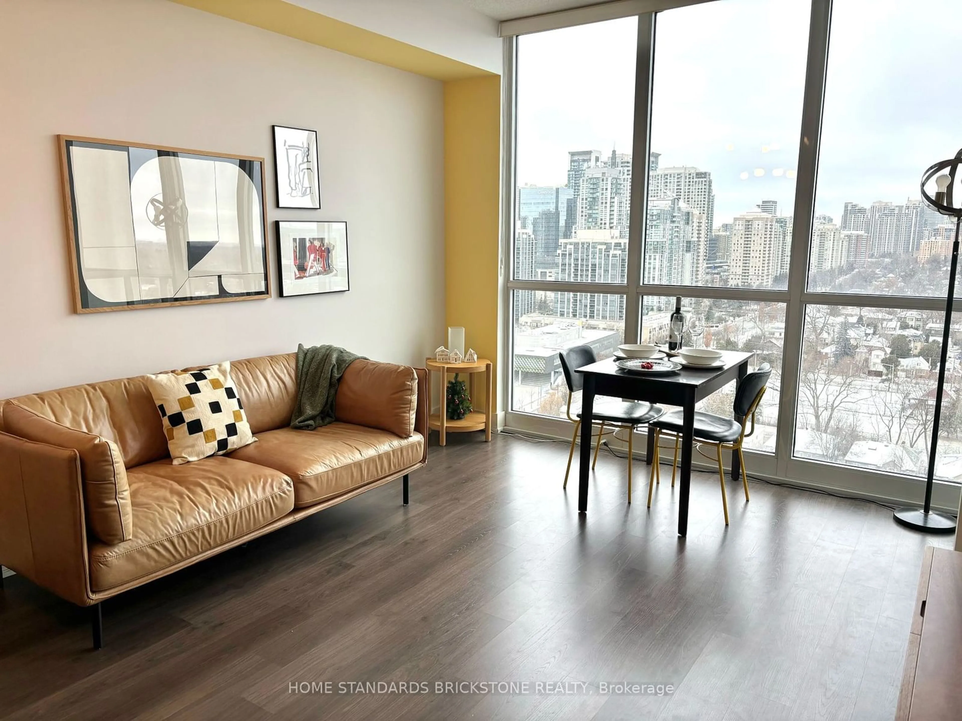 Living room with furniture, wood/laminate floor for 88 Sheppard Ave #1908, Toronto Ontario M2N 0G9