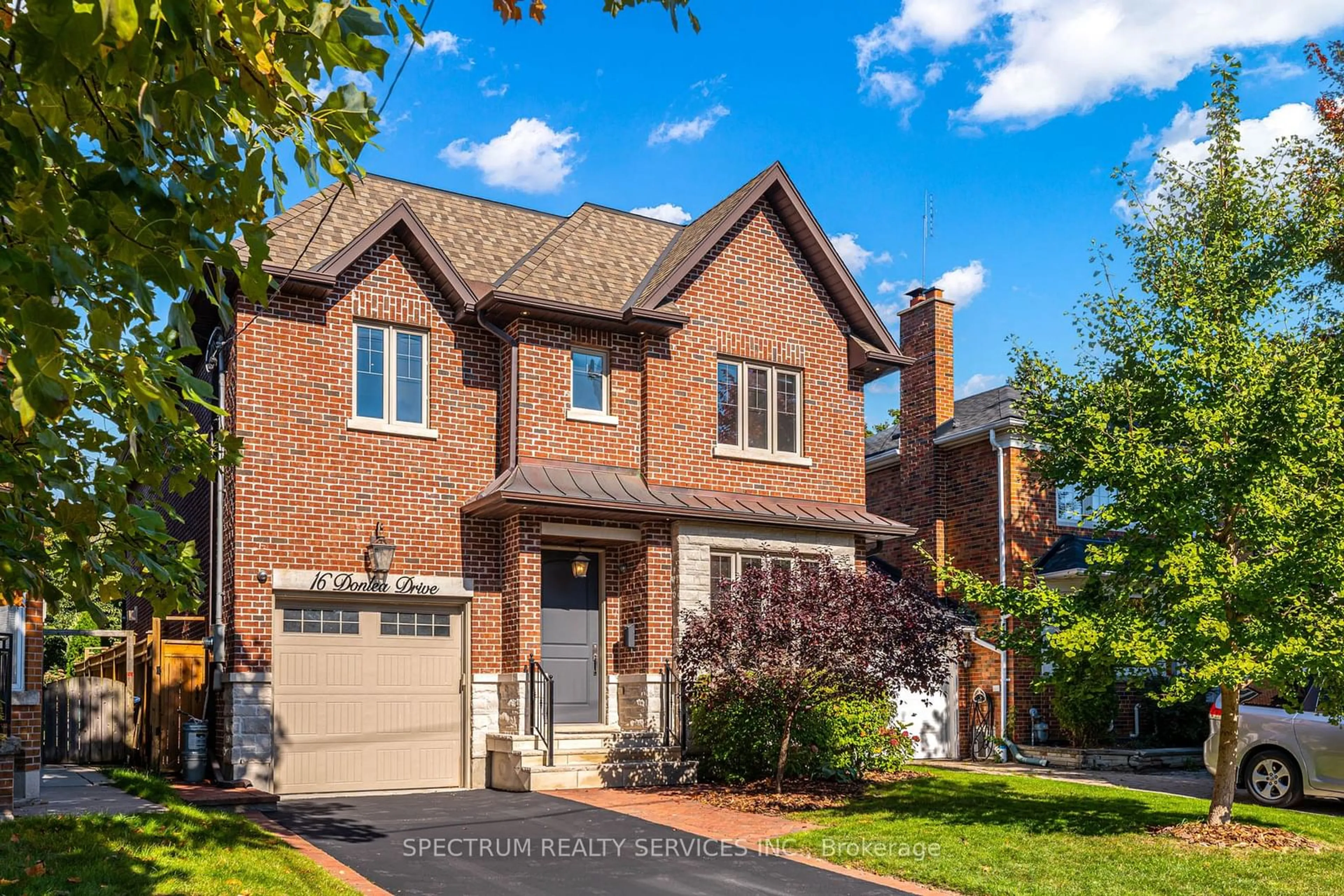 Home with brick exterior material, street for 16 Donlea Dr, Toronto Ontario M4G 2M2