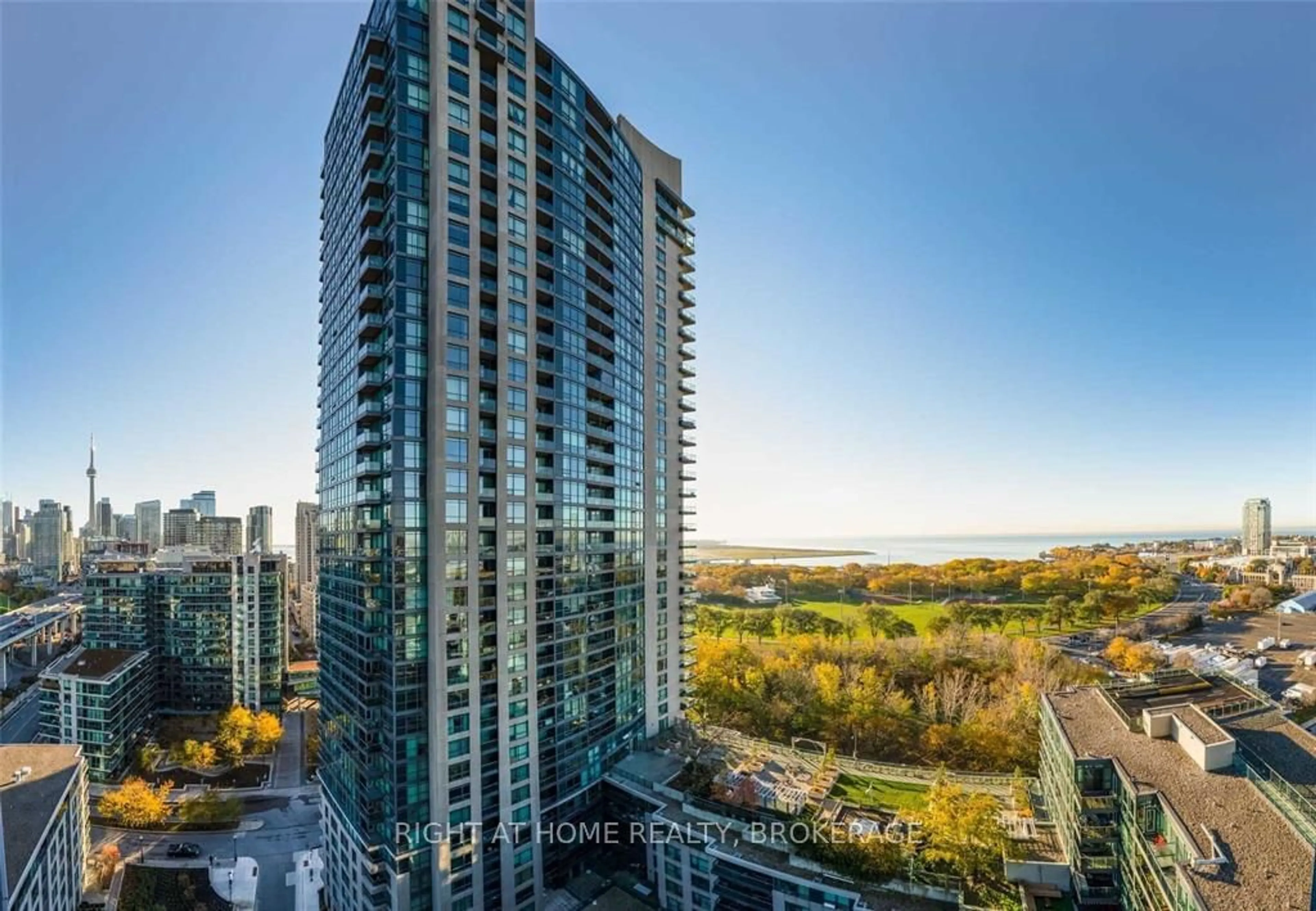 A pic from outside/outdoor area/front of a property/back of a property/a pic from drone, city buildings view from balcony for 231 Fort York Blvd #1202, Toronto Ontario M5V 1B2