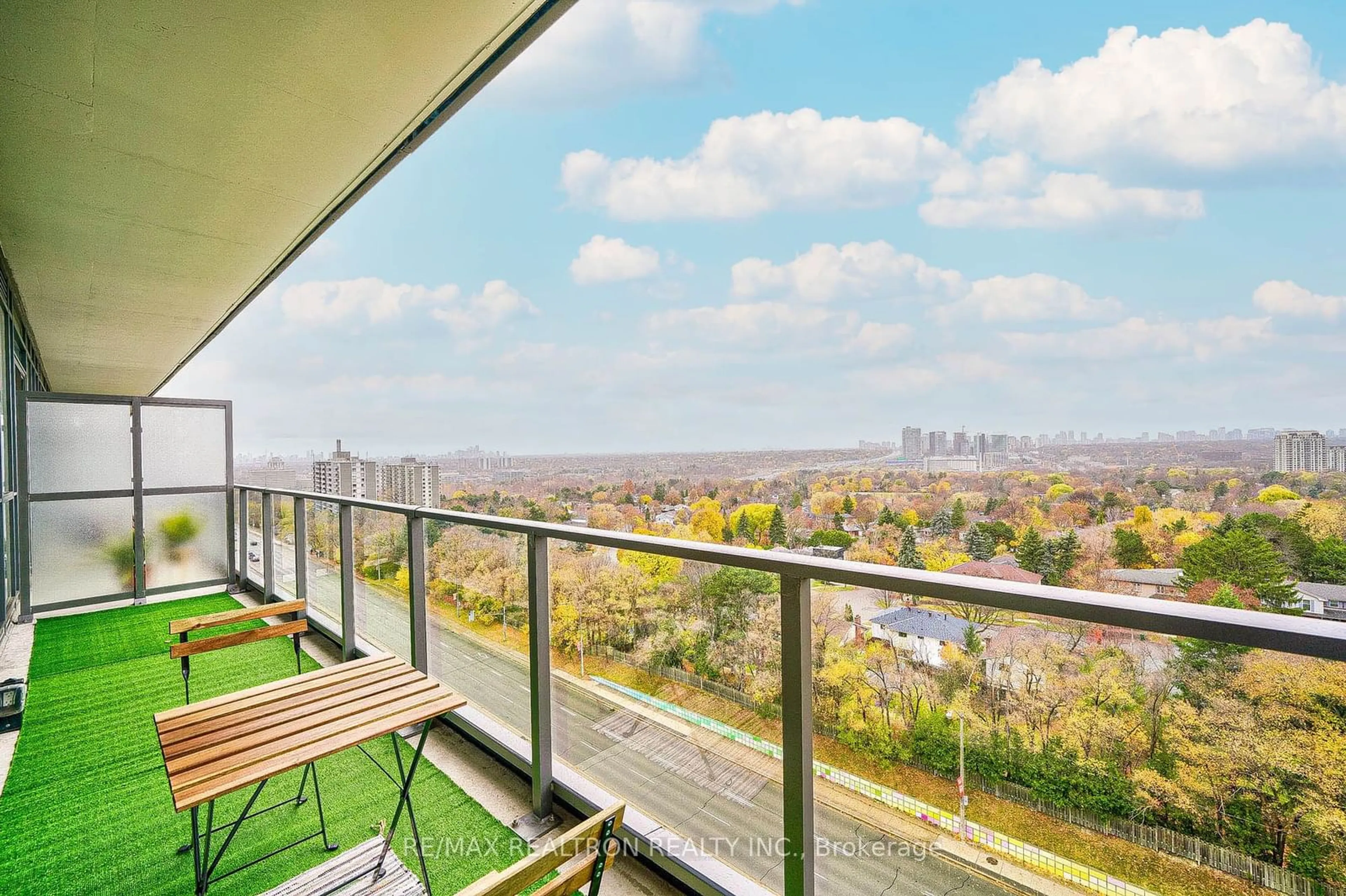 Balcony in the apartment, city buildings view from balcony for 36 Forest Manor Rd #708, Toronto Ontario M2J 0H3