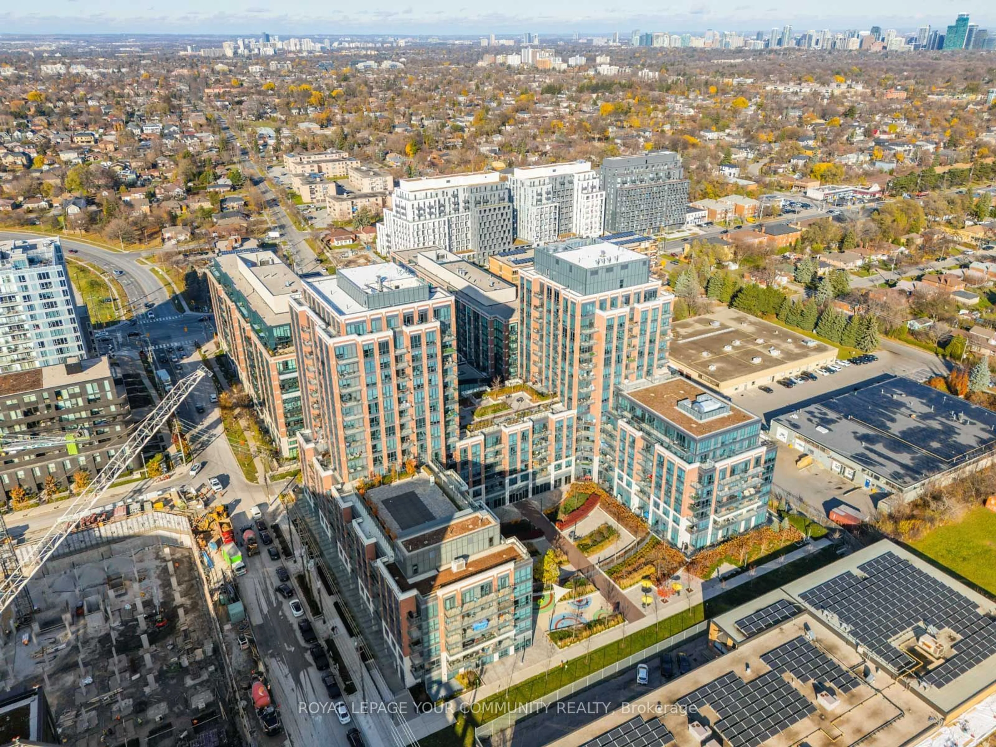 A pic from outside/outdoor area/front of a property/back of a property/a pic from drone, city buildings view from balcony for 31 Tippett Rd #312, Toronto Ontario M3H 0C8