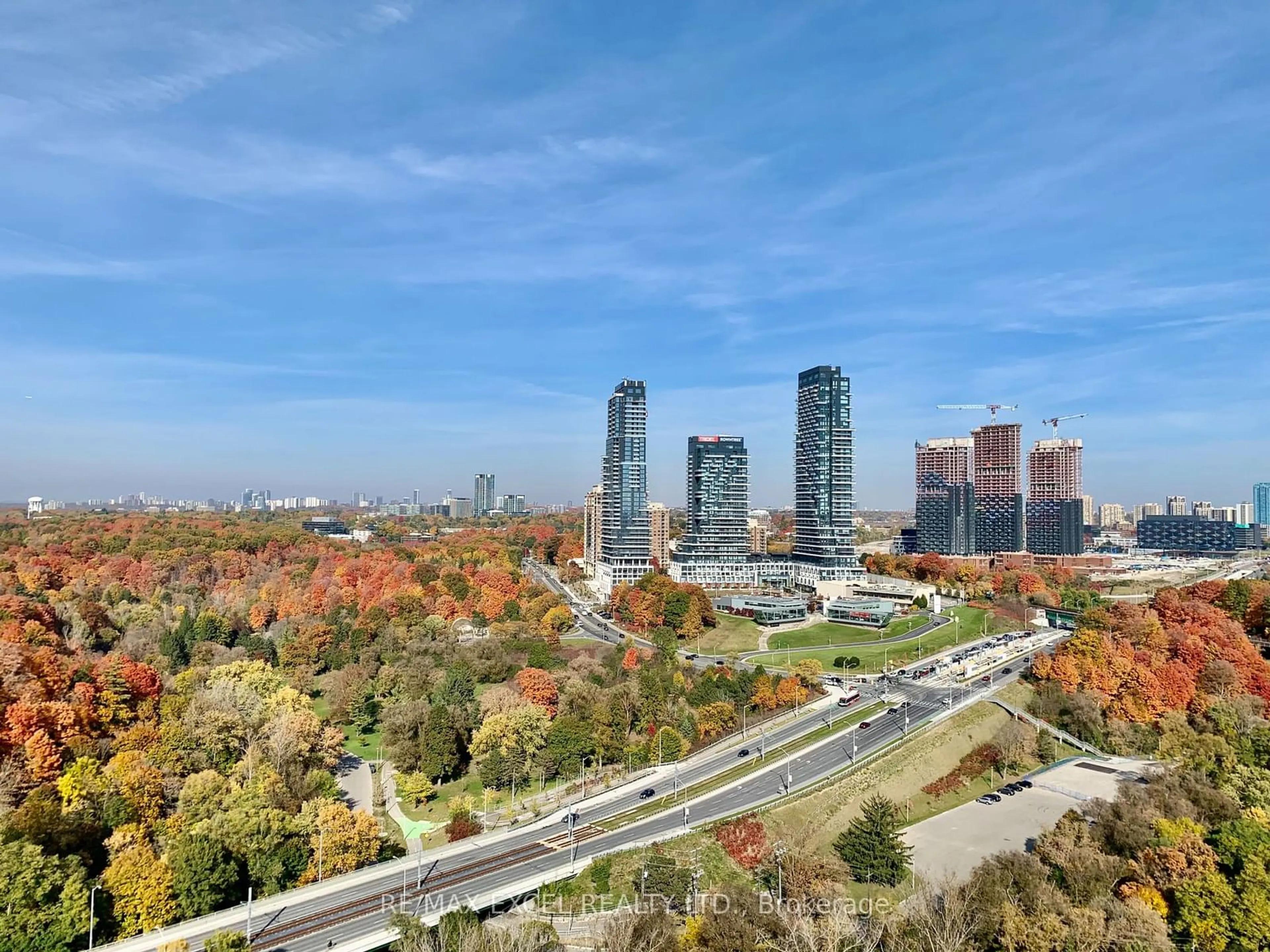 A pic from outside/outdoor area/front of a property/back of a property/a pic from drone, city buildings view from balcony for 160 Vanderhoof Ave #1701, Toronto Ontario M4G 0B7