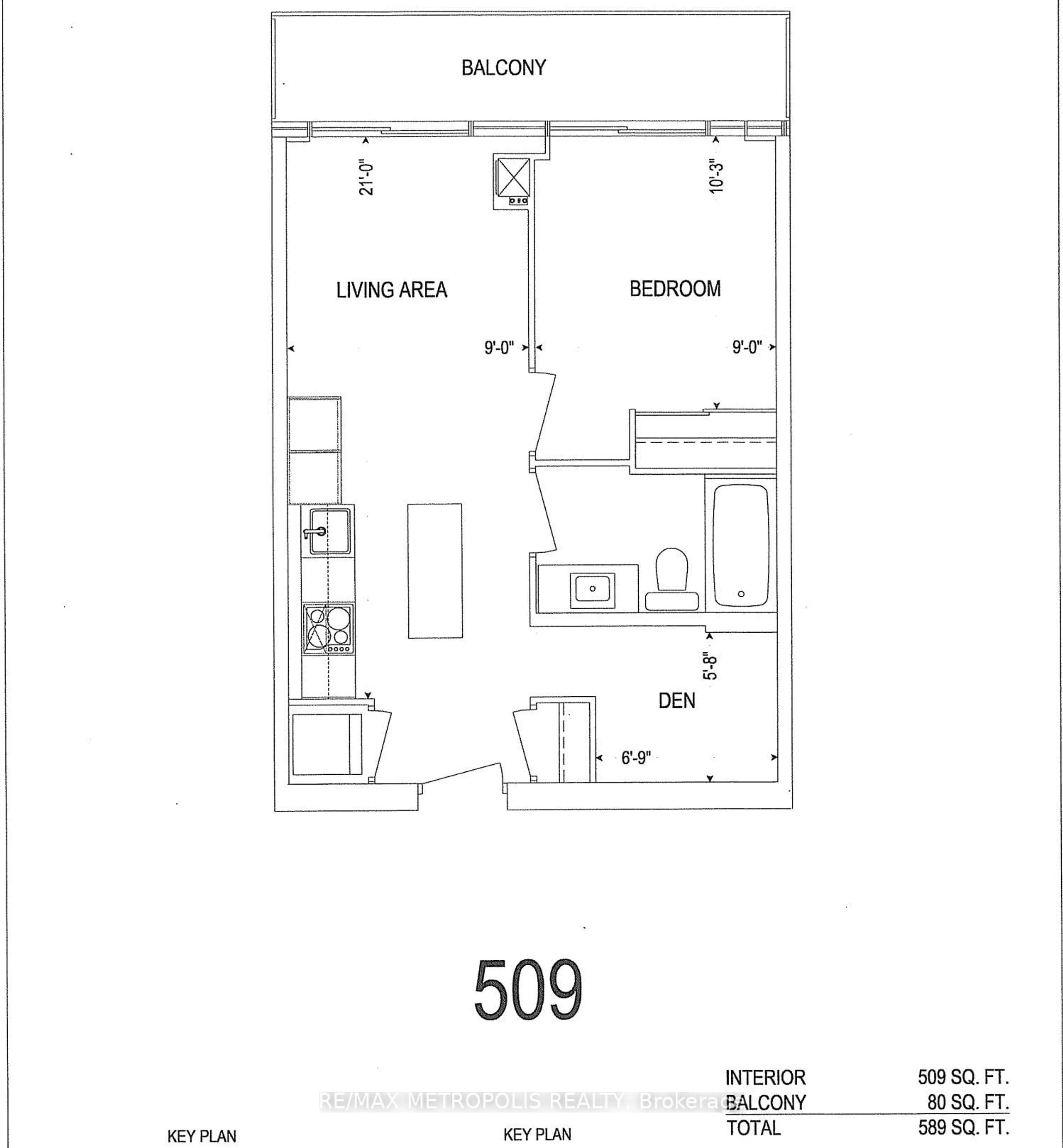 Floor plan for 8 Eglinton Ave #1504, Toronto Ontario M4P 0C1