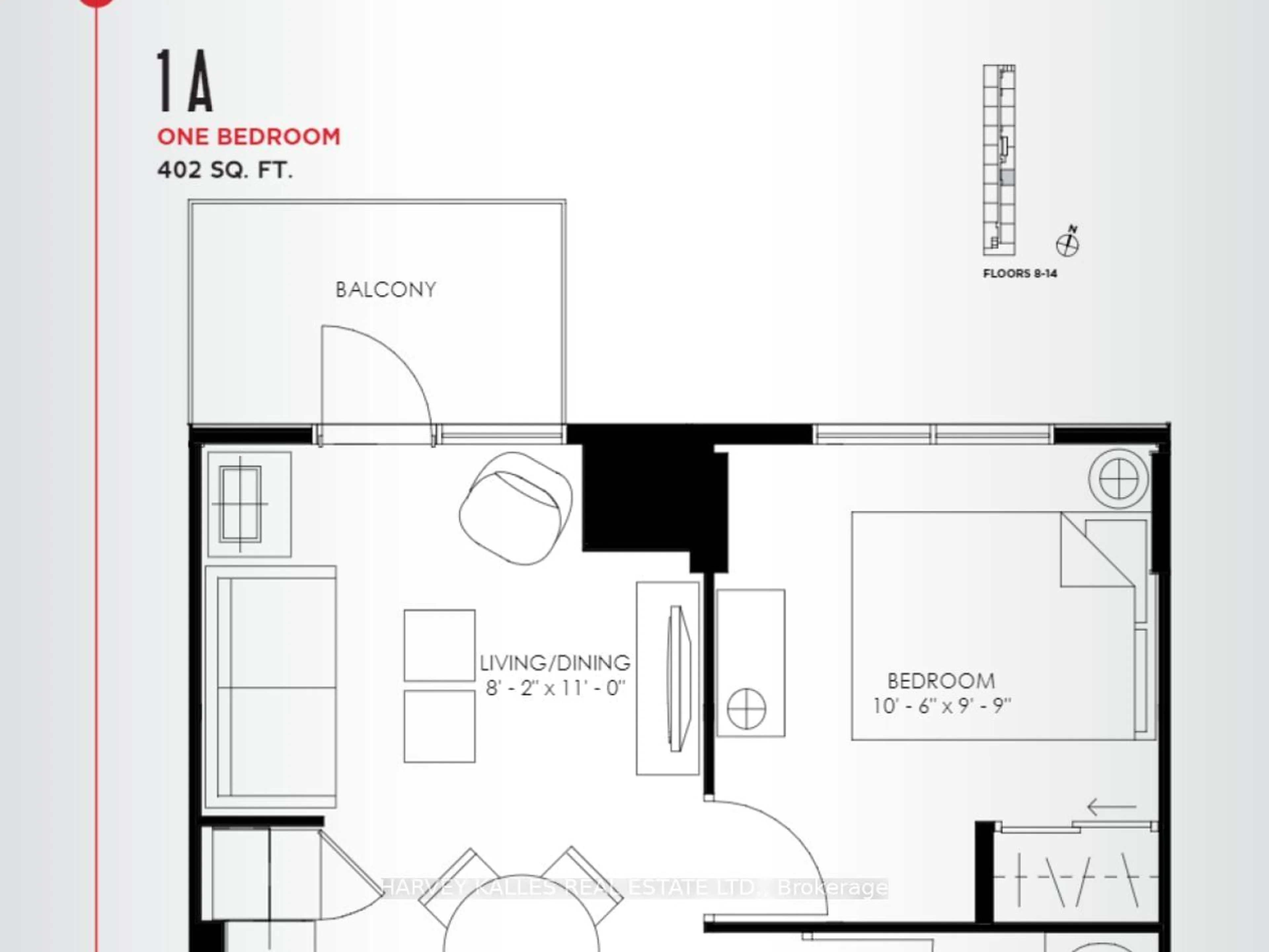 Floor plan for 38 Monte Kwinter Crt #902, Toronto Ontario M3H 0E2