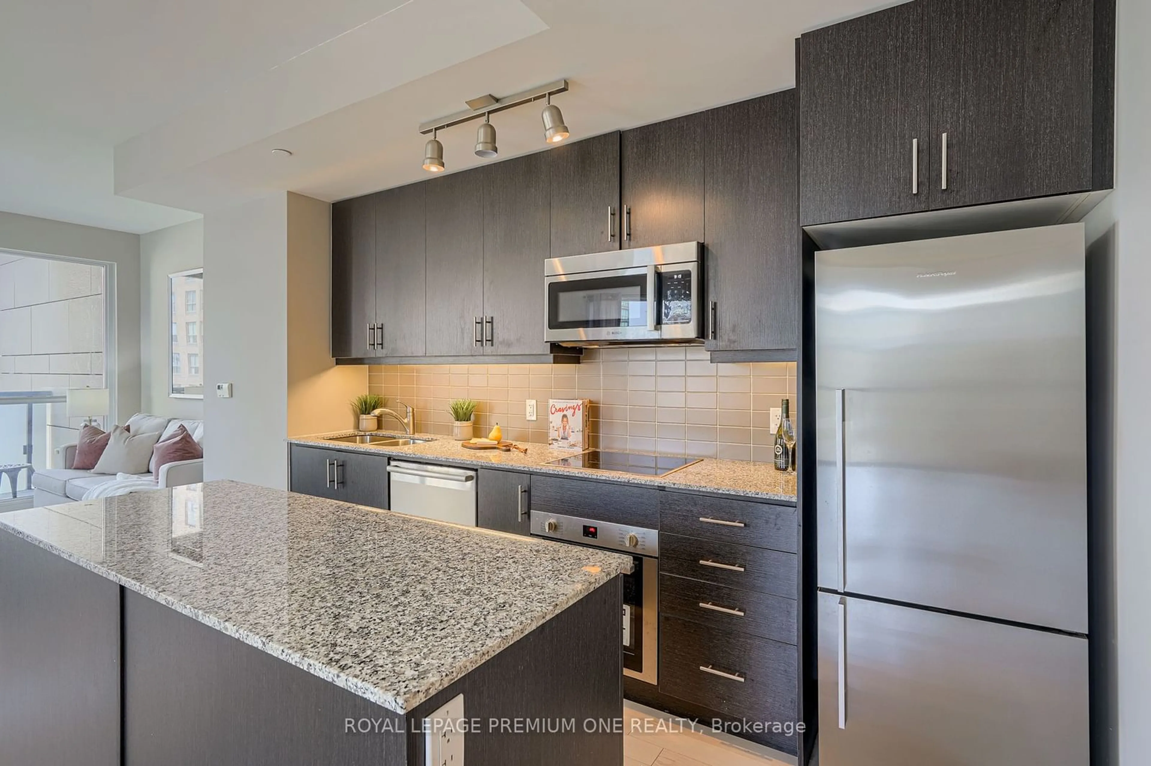 Open concept kitchen, ceramic/tile floor for 1 The Esplanade #806, Toronto Ontario M5E 0A8