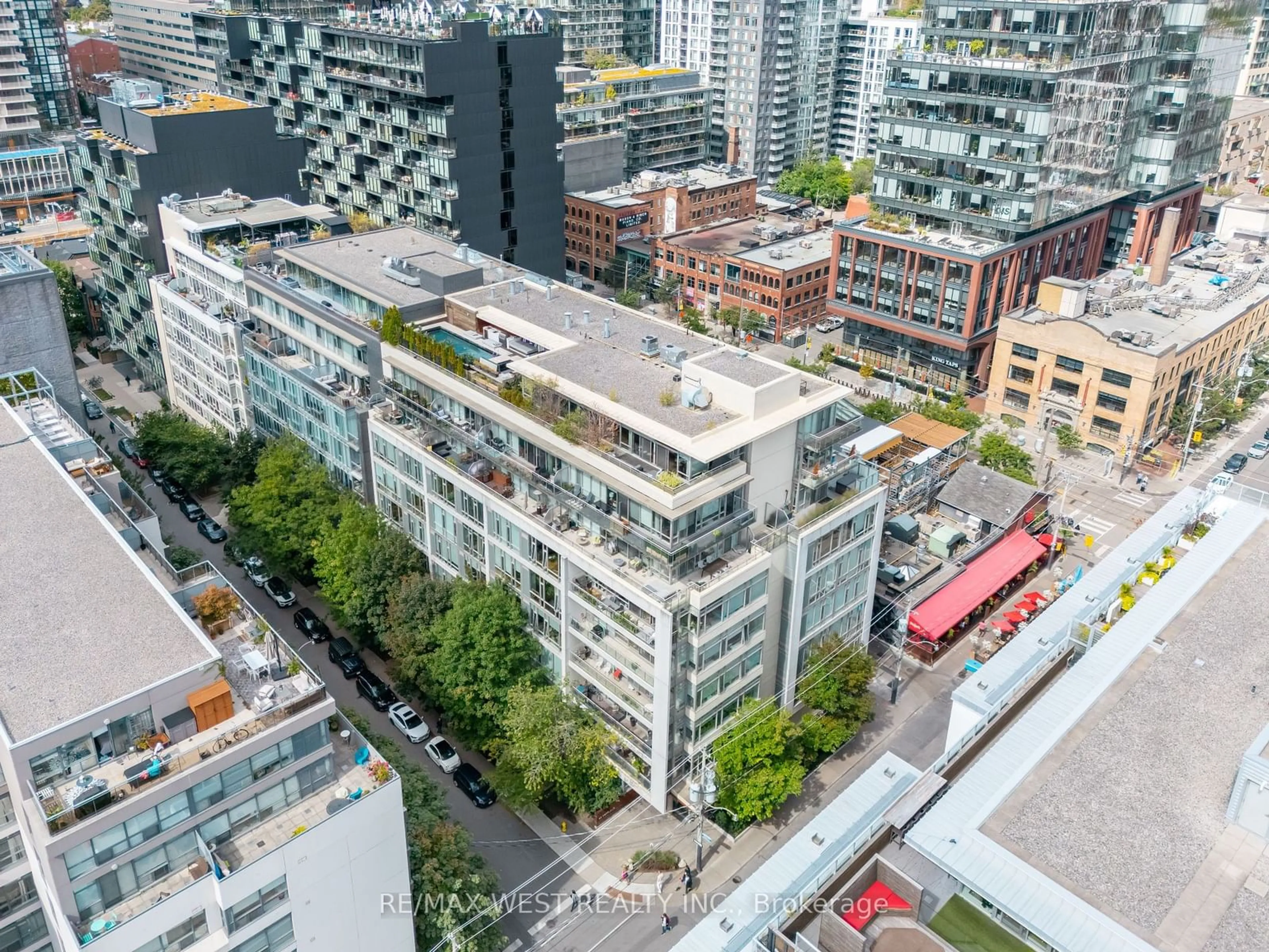 A pic from outside/outdoor area/front of a property/back of a property/a pic from drone, city buildings view from balcony for 66 Portland St #212, Toronto Ontario M5V 2M6