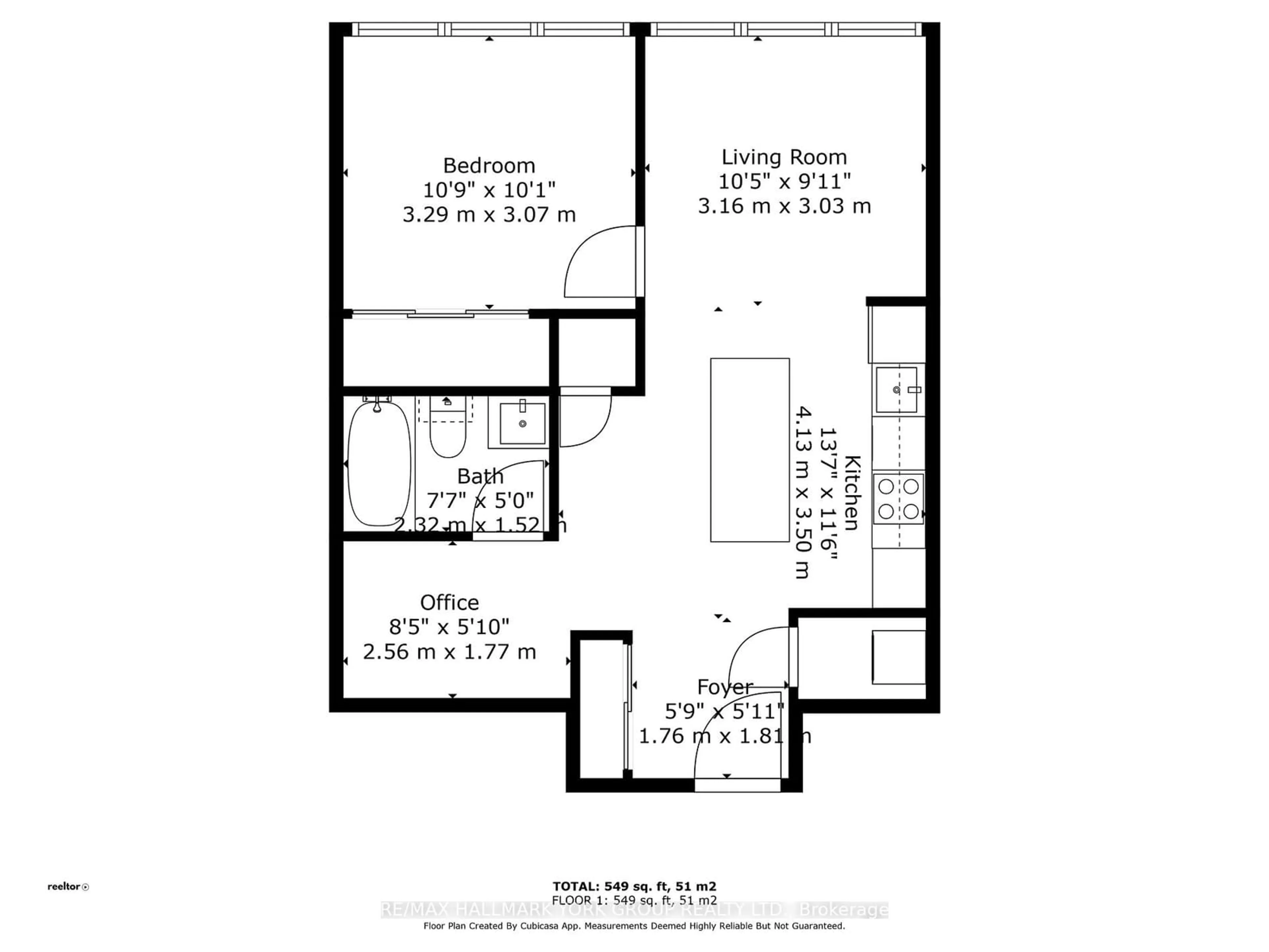 Floor plan for 10 York St #1204, Toronto Ontario M5J 0E1