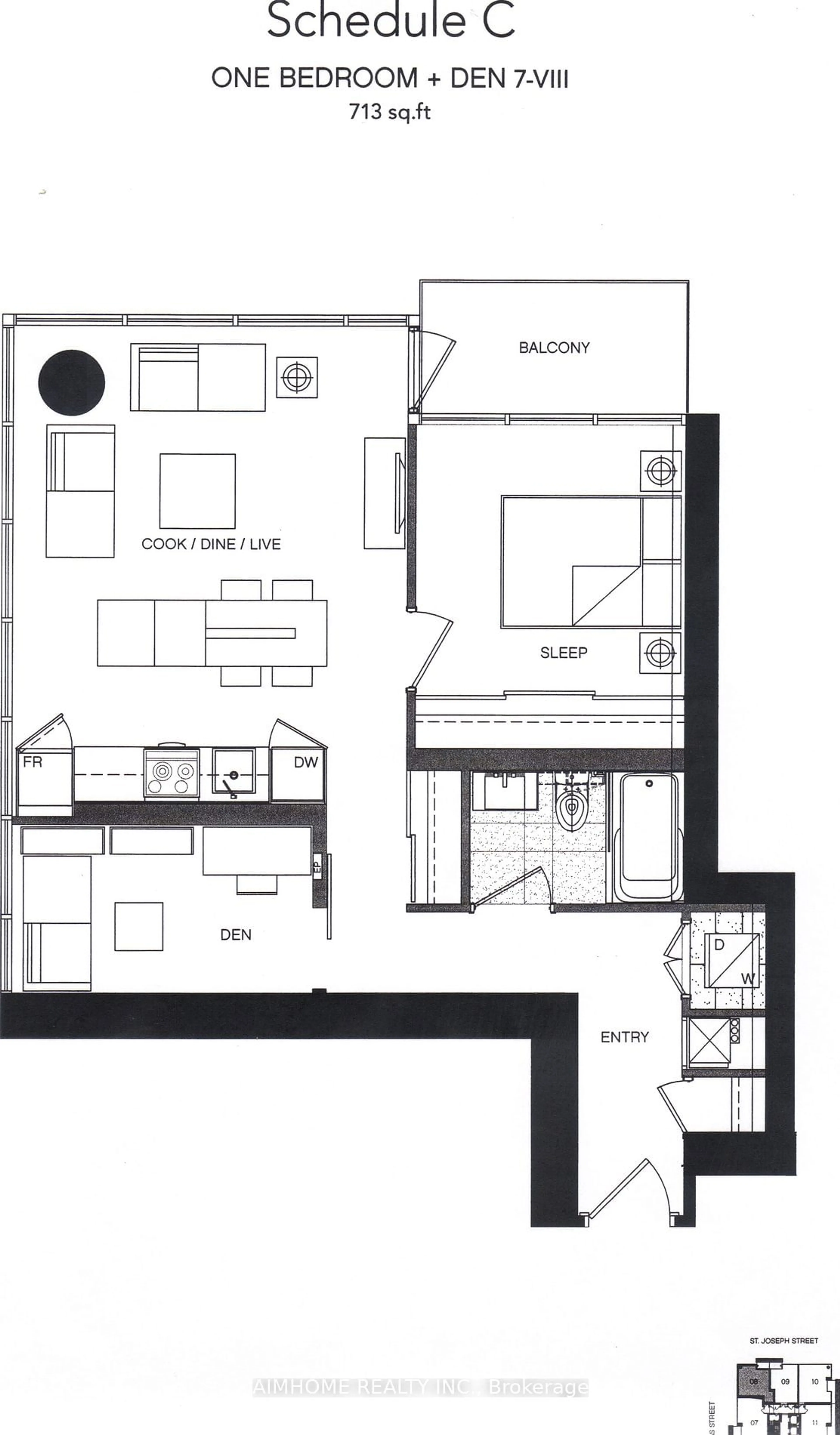 Floor plan for 5 St. Joseph St #1308, Toronto Ontario M5Y 1J6