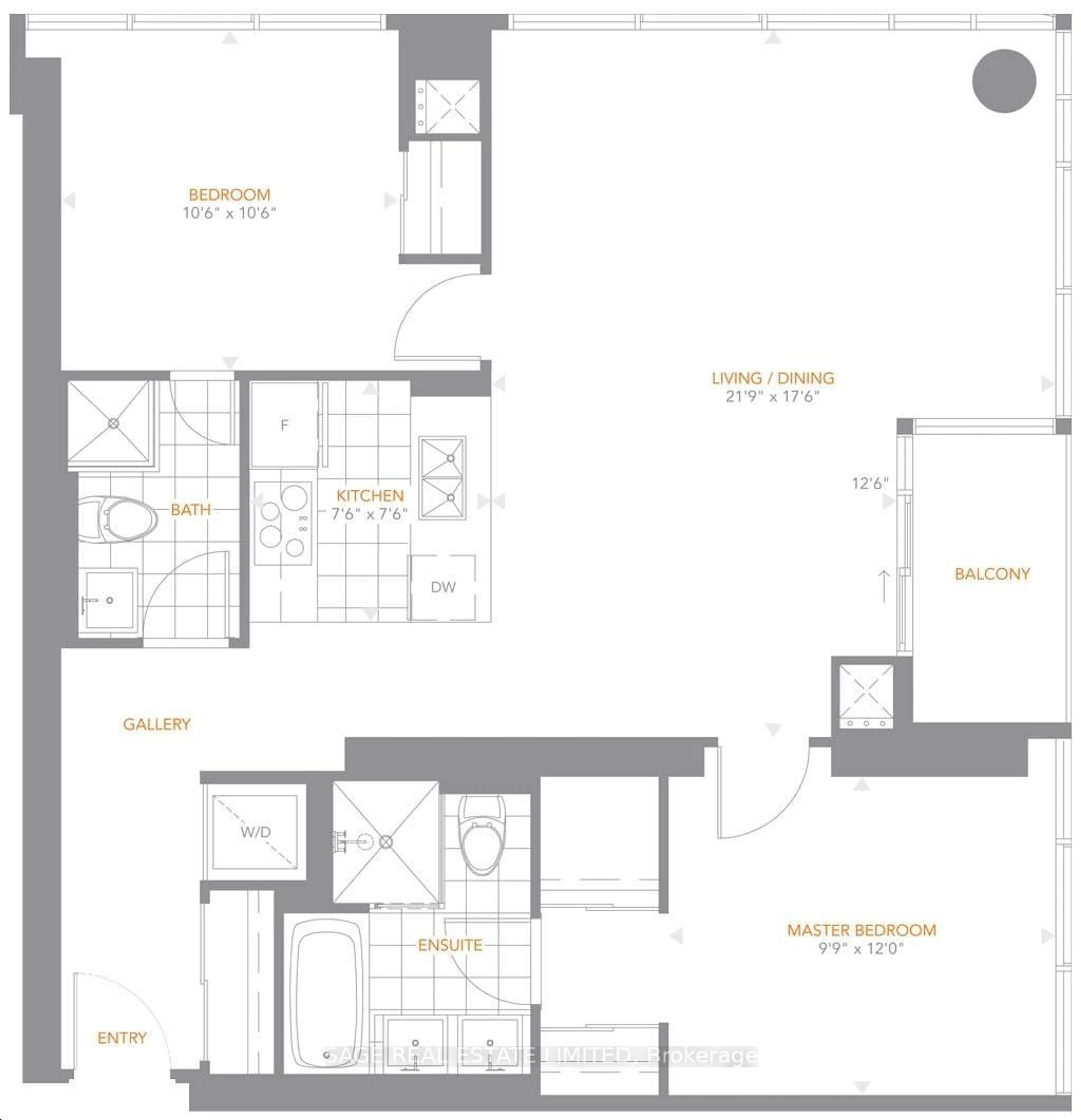 Floor plan for 295 Adelaide St #3604, Toronto Ontario M5V 1P7