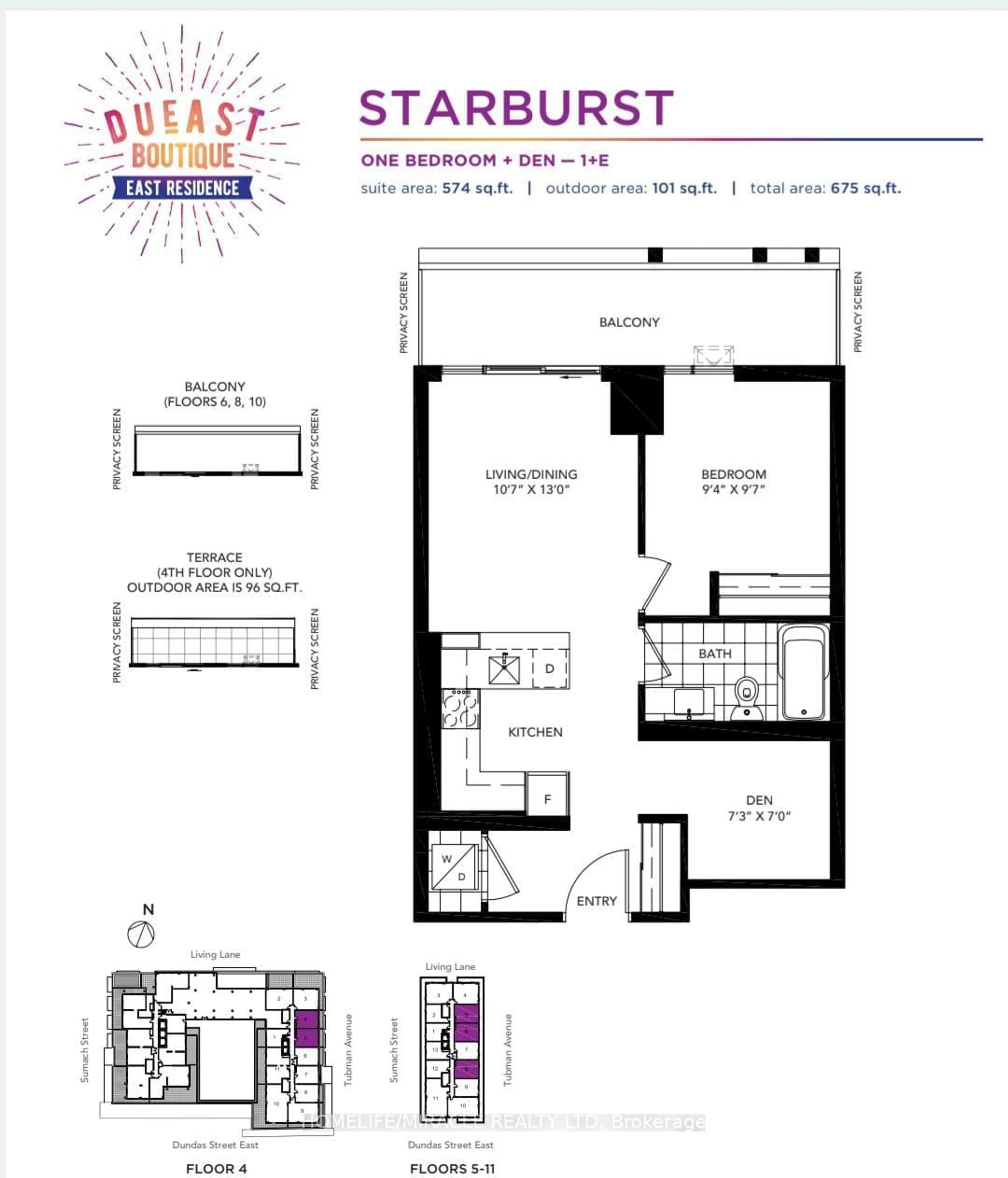 Floor plan for 34 Tubman Ave #606, Toronto Ontario M5A 0R2