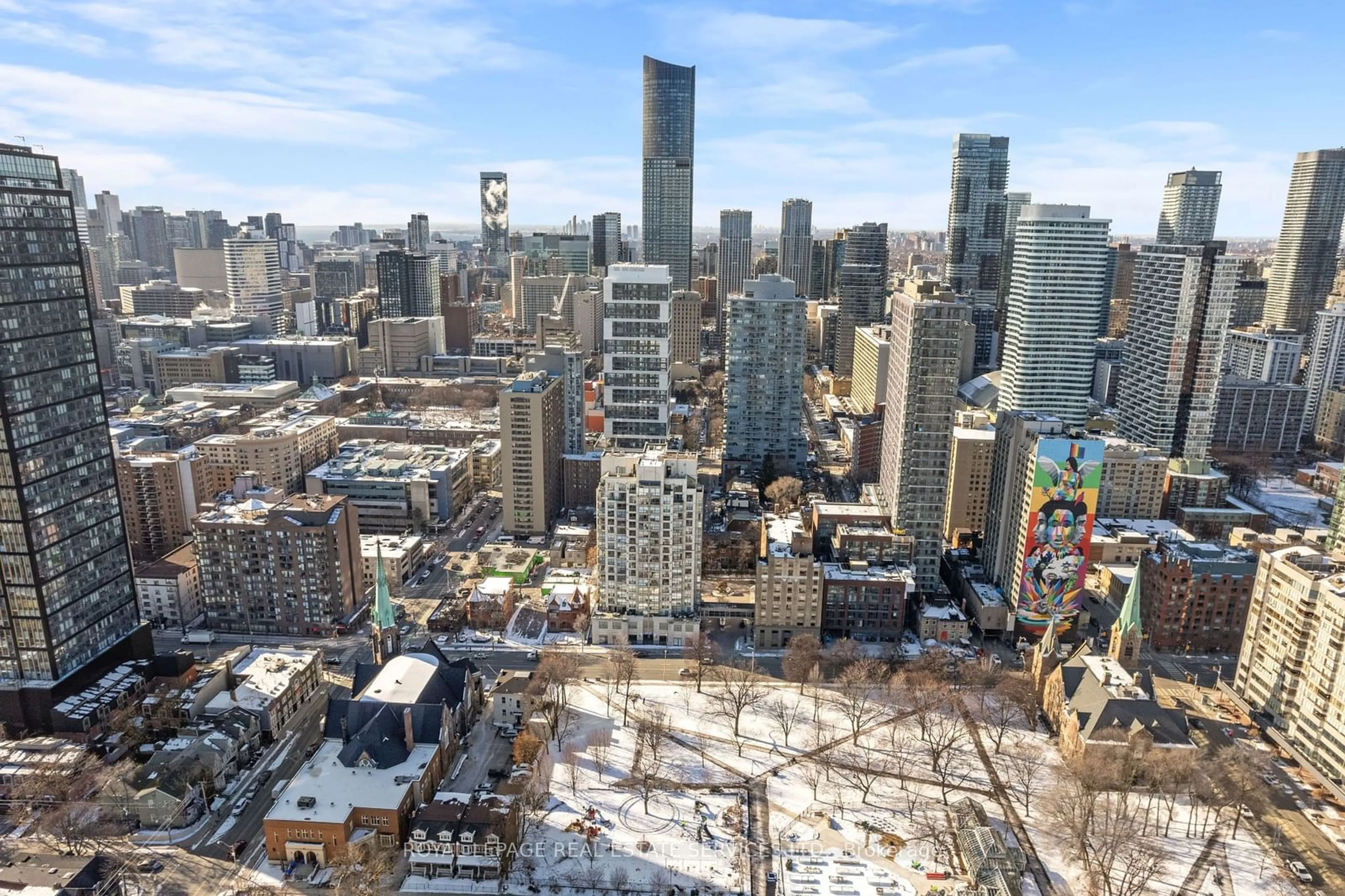 A pic from outside/outdoor area/front of a property/back of a property/a pic from drone, city buildings view from balcony for 298 Jarvis St #LPH6, Toronto Ontario M5B 2M4