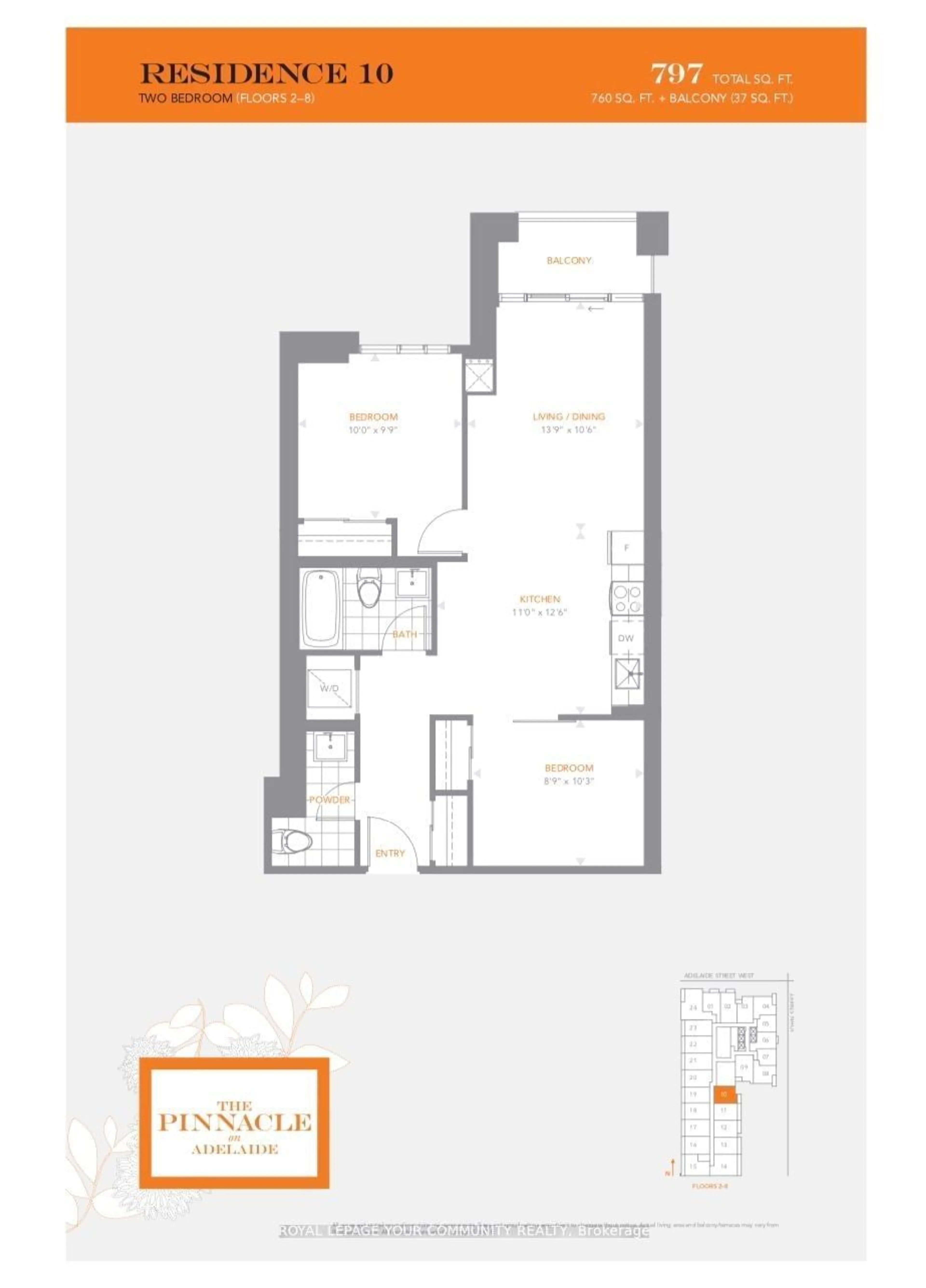 Floor plan for 295 Adelaide St #410, Toronto Ontario M5V 0L4