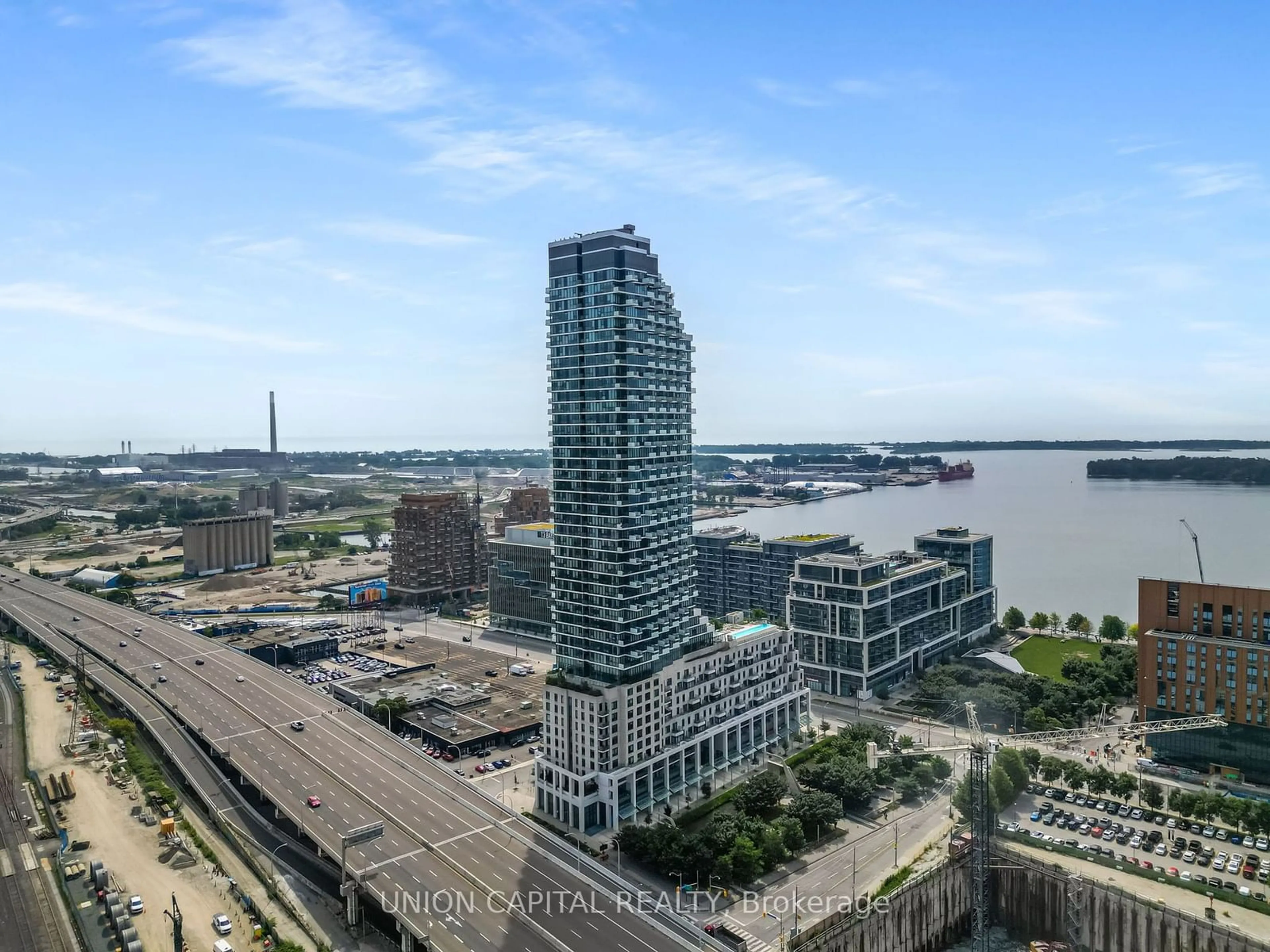 A pic from outside/outdoor area/front of a property/back of a property/a pic from drone, city buildings view from balcony for 16 Bonnycastle St #2007, Toronto Ontario M5A 0C9