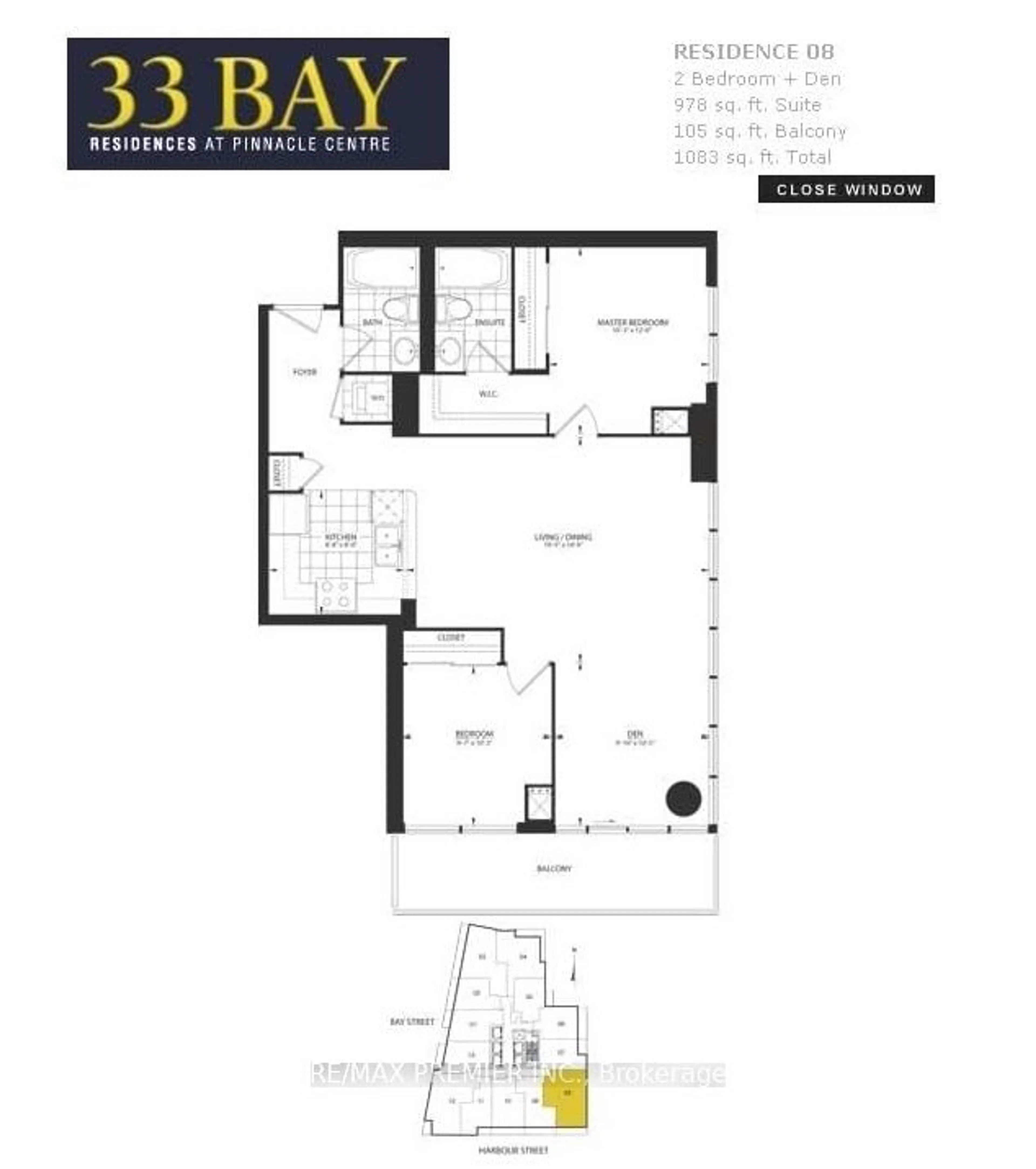 Floor plan for 33 Bay St #1208, Toronto Ontario M5J 2Z3