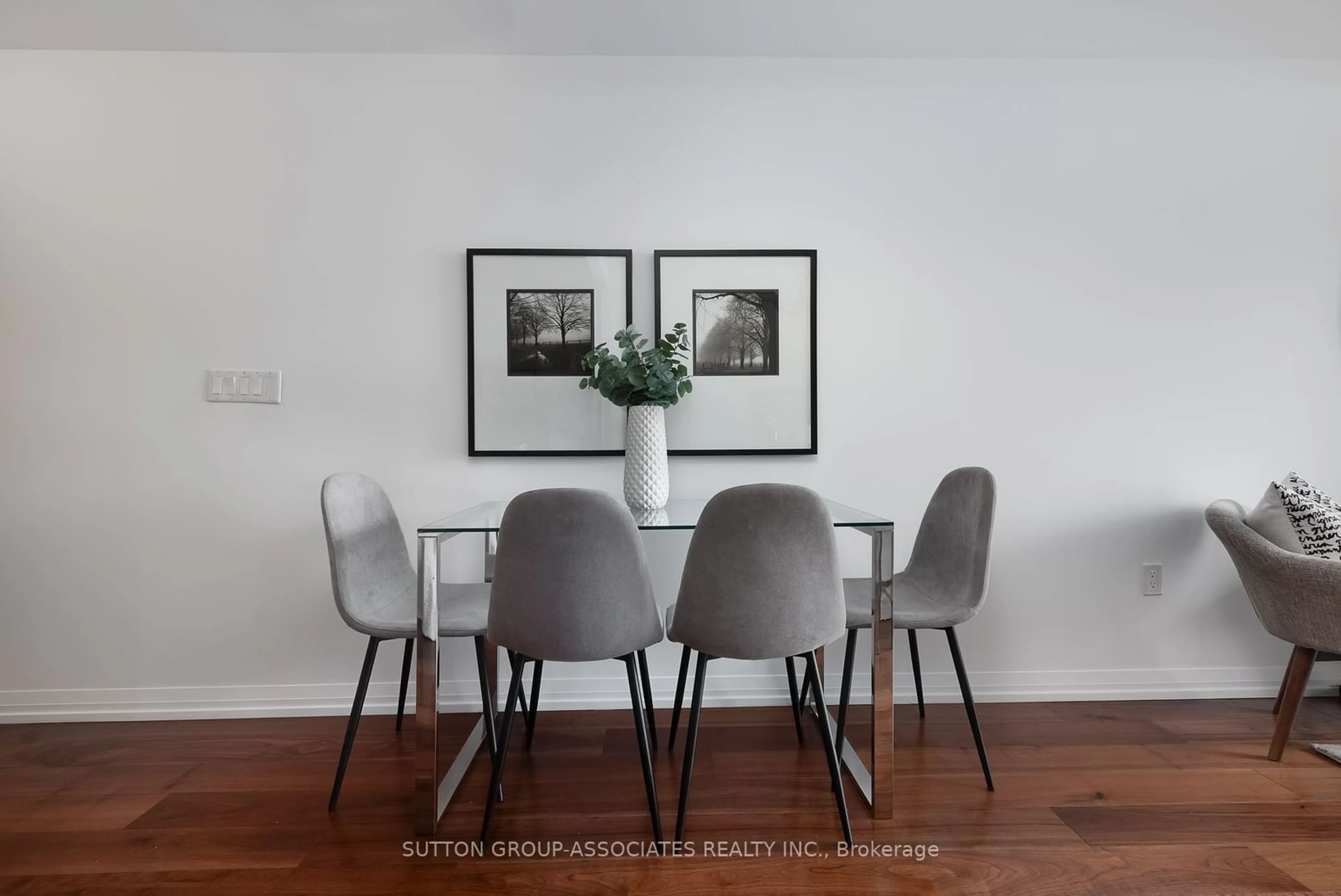 Dining room, wood/laminate floor for 835 St Clair Ave #413, Toronto Ontario M6C 0A8