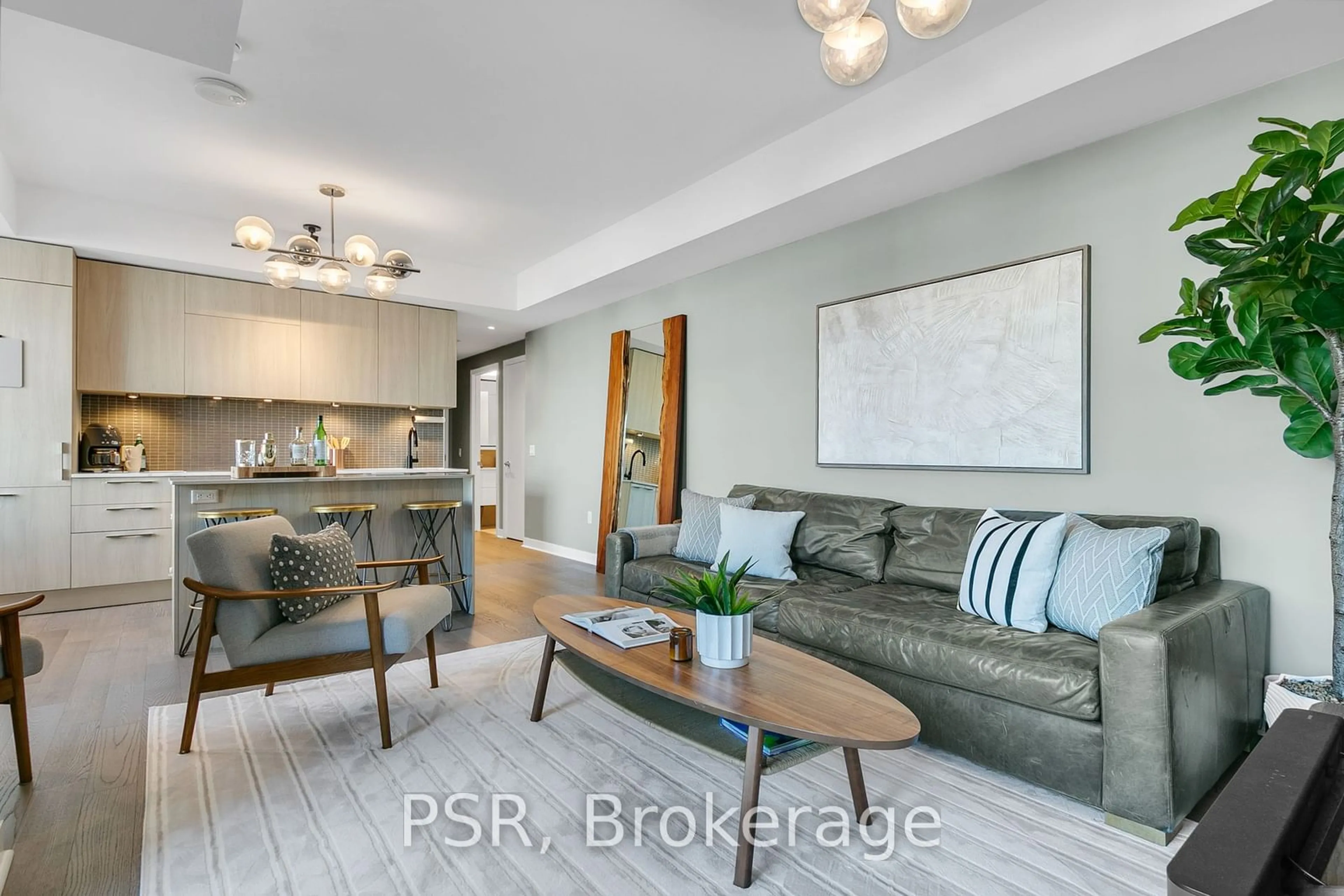 Living room with furniture, wood/laminate floor for 501 Adelaide St #1001, Toronto Ontario M5V 0R3