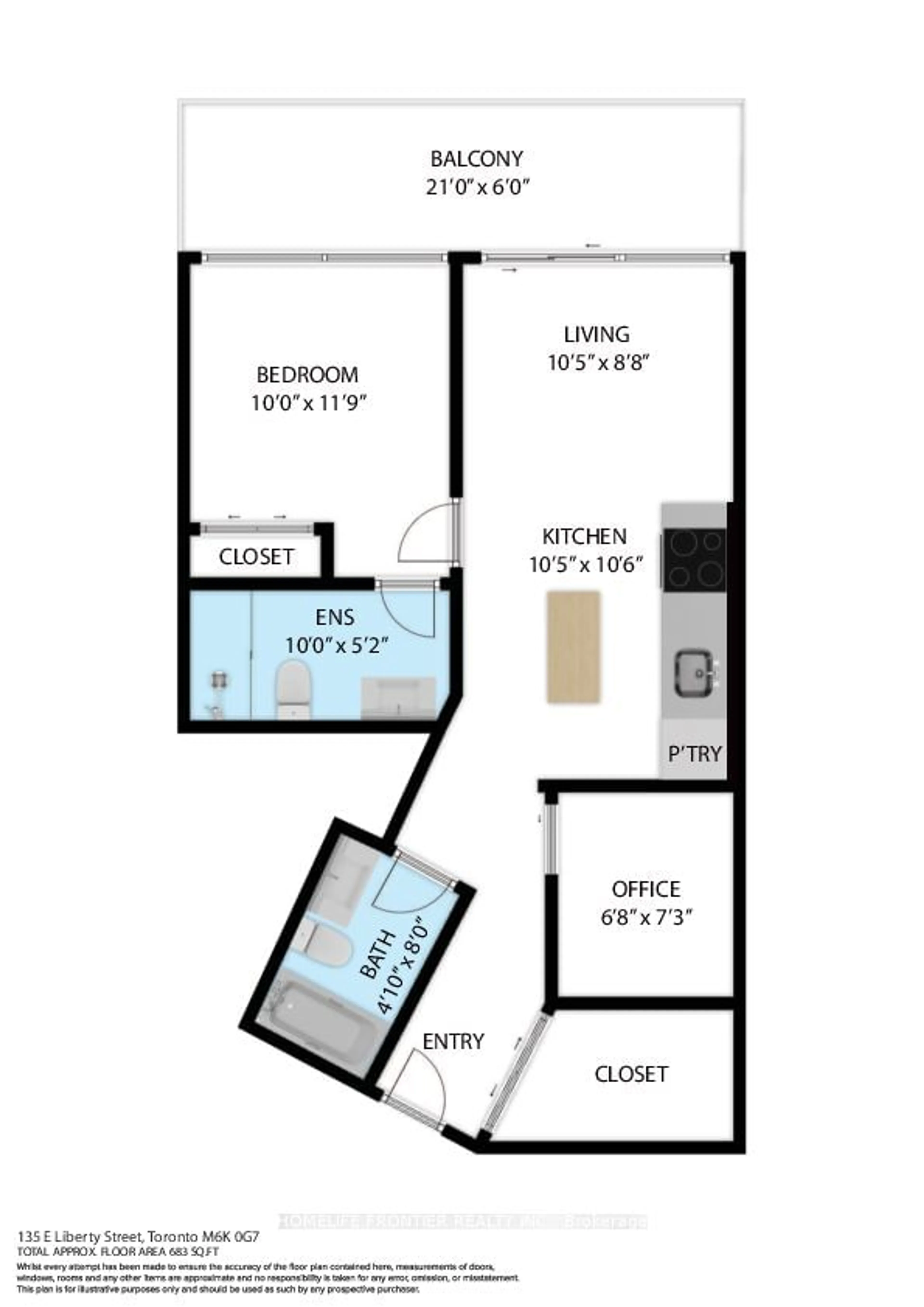 Floor plan for 135 East Liberty St #717, Toronto Ontario M6K 0G7