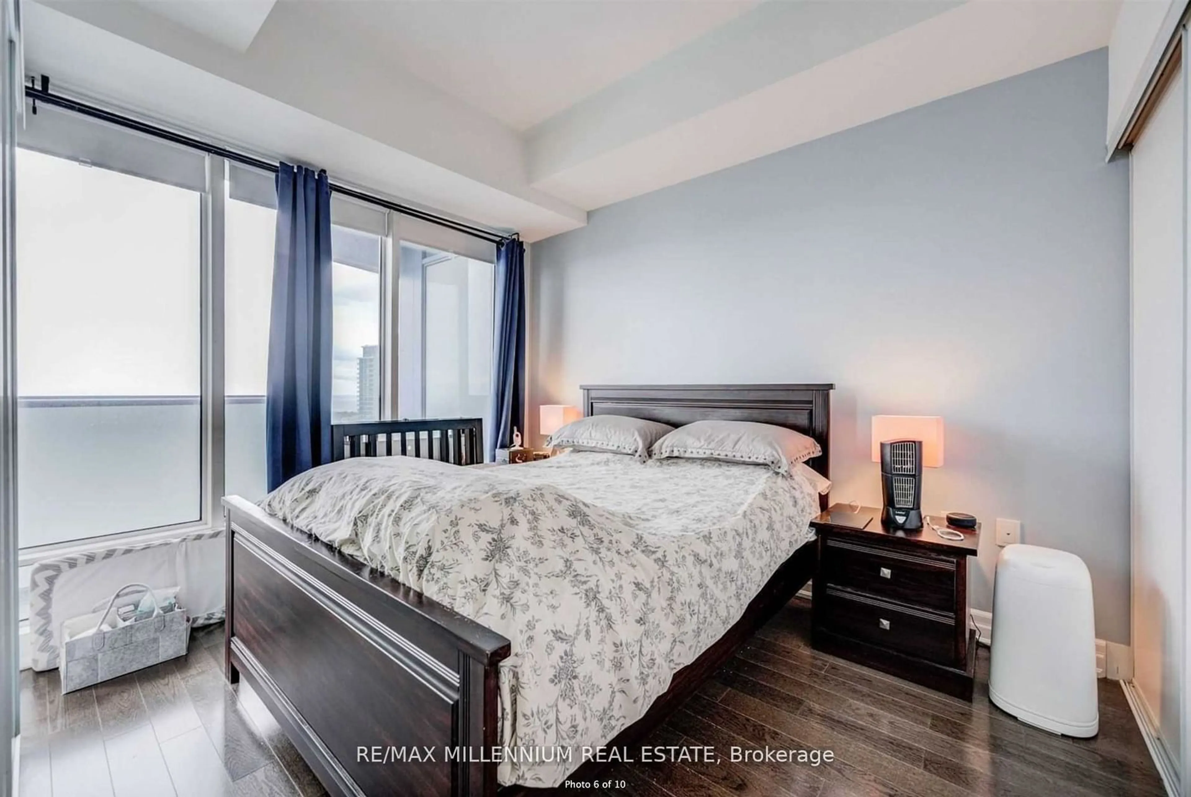 Bedroom with bed, wood/laminate floor for 8 The Esplanade #4411, Toronto Ontario M5E 0A6