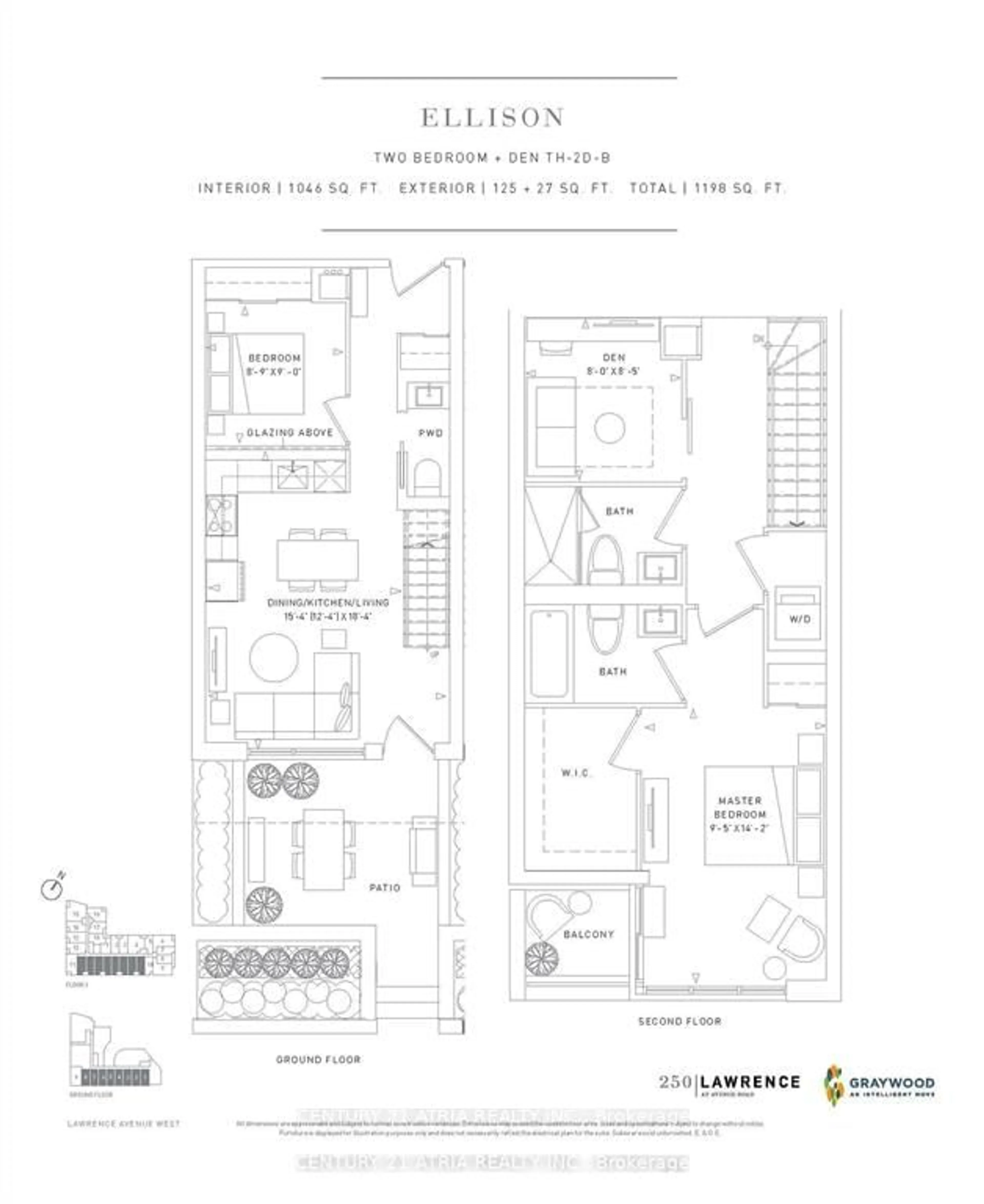 Floor plan for 250 Lawrence Ave #TH106, Toronto Ontario M5M 1B1