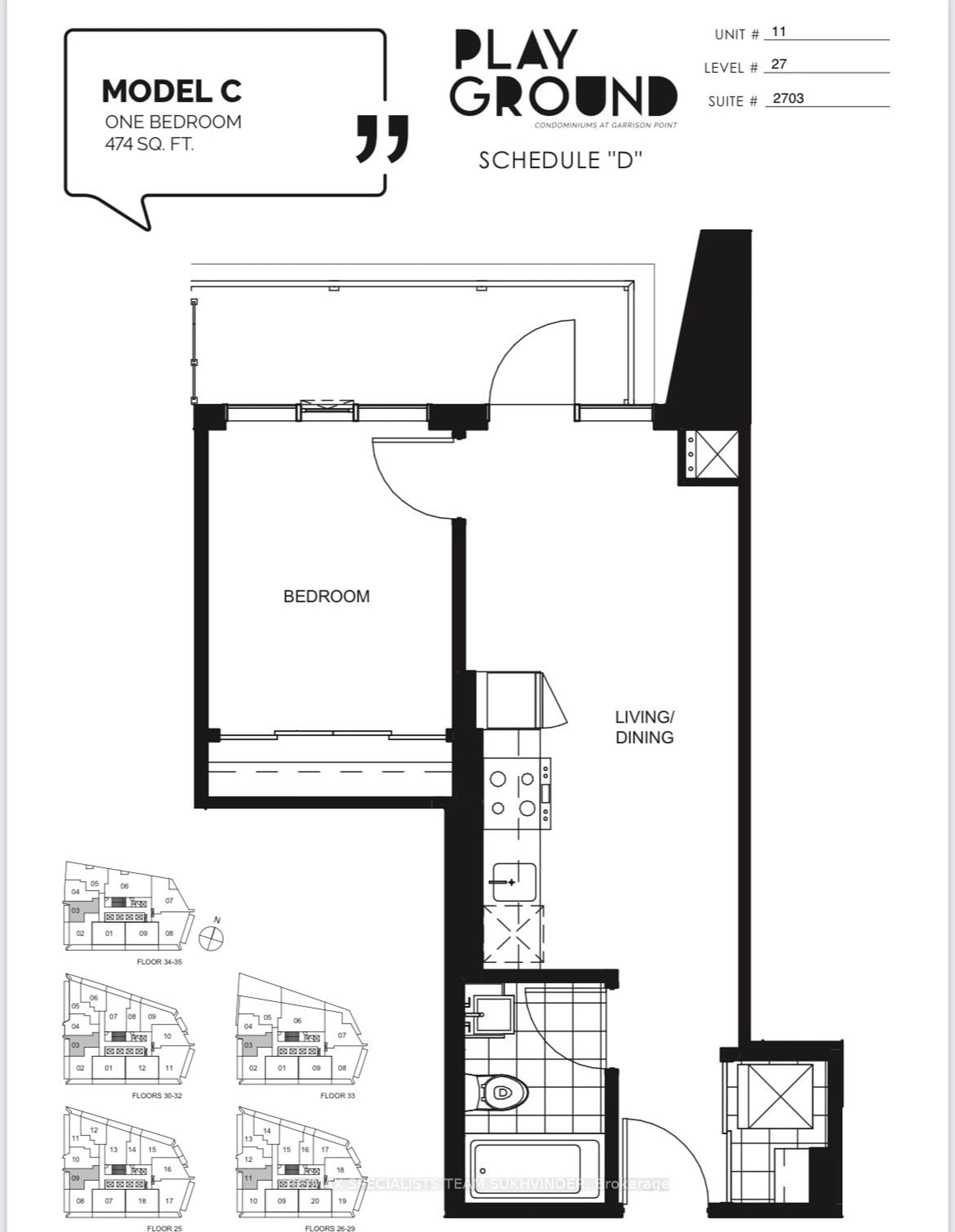 Floor plan for 50 Ordnance St #2703, Toronto Ontario M6K 0C8